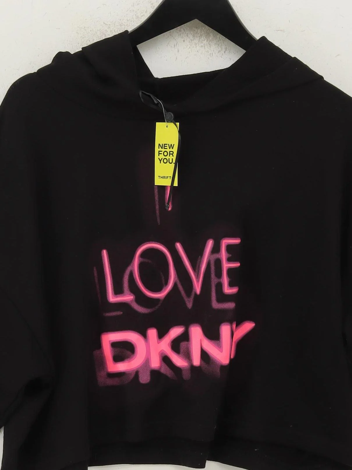 DKNY Women's Hoodie XL Black Graphic Cotton with Polyester, Spandex Pullover - Image 3