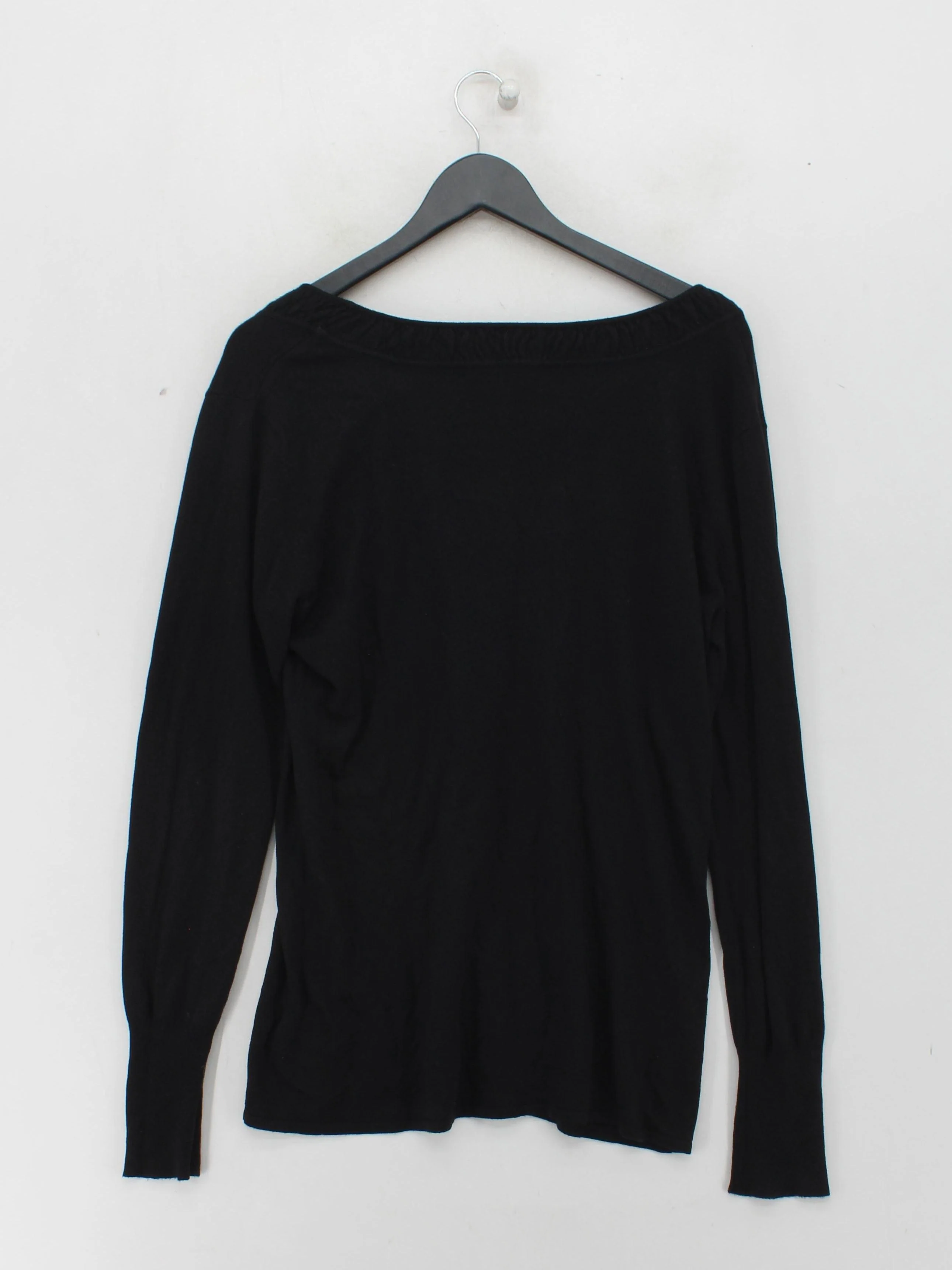 DKNY Women's Jumper M Black Cotton with Acrylic, Viscose Round Neck Pullover - Image 2