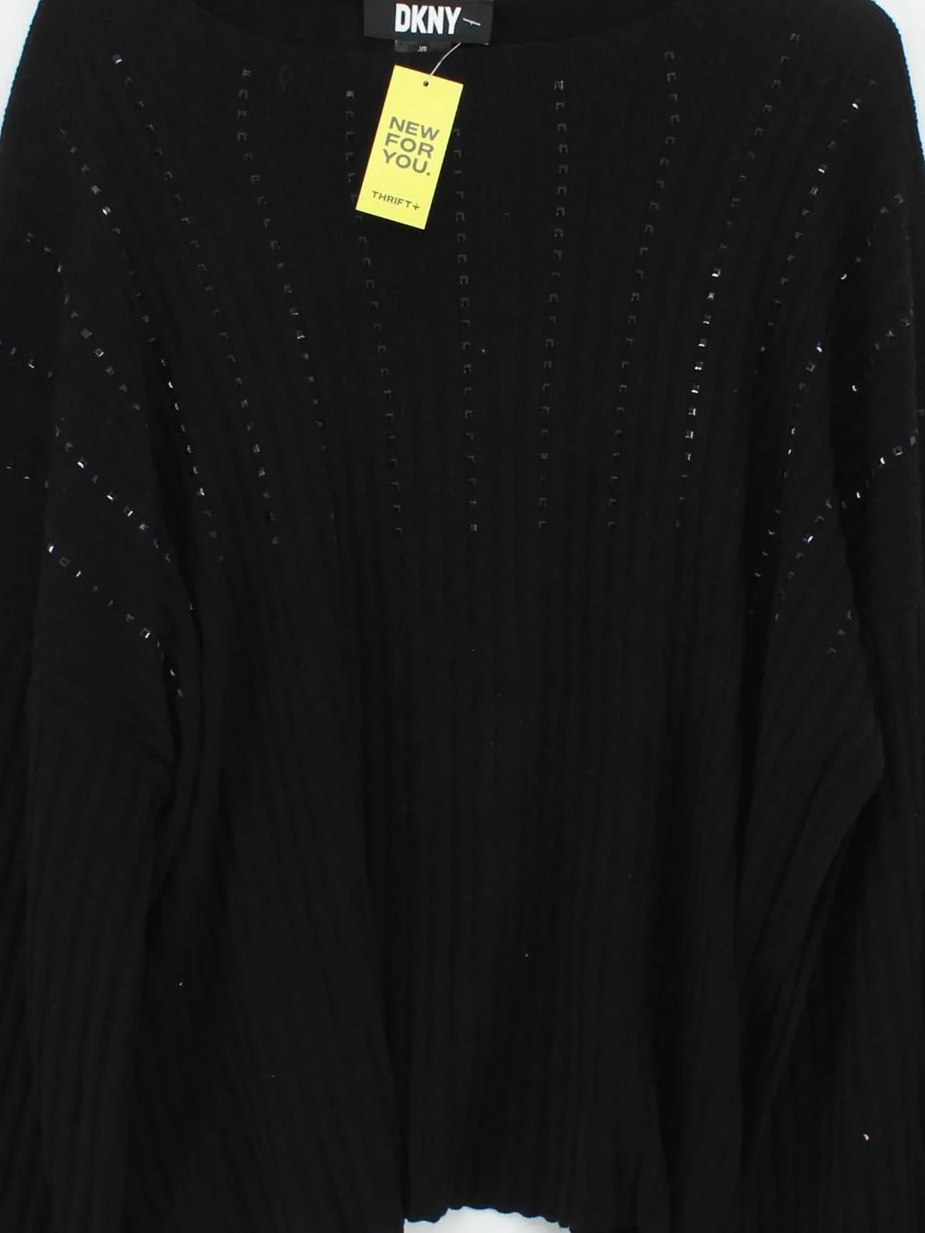 DKNY Women's Jumper XL Black 100% Cotton Round Neck Pullover - Image 3