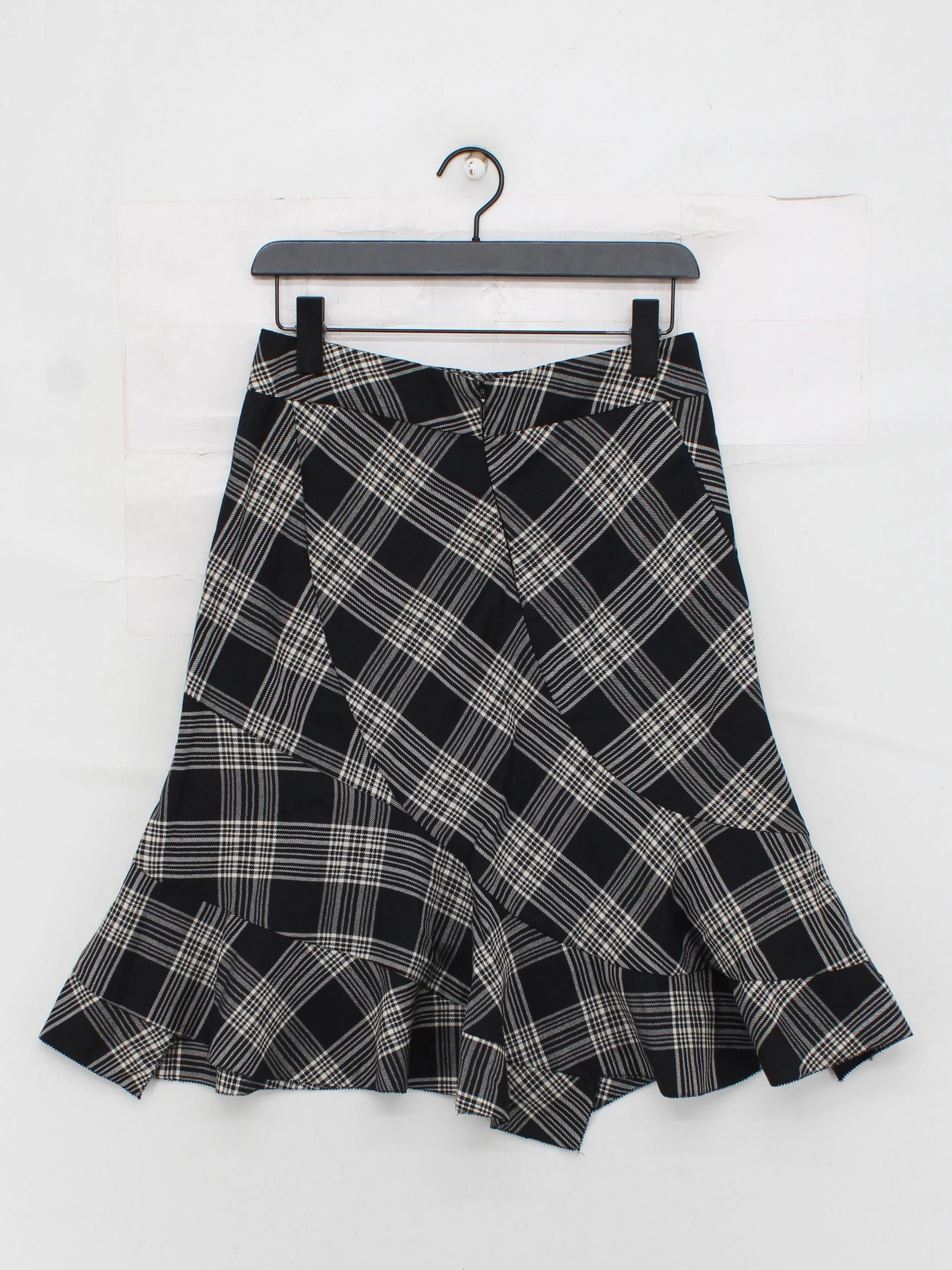 DKNY Women's Midi Skirt XS Black Checkered 100% Wool Midi A-Line - Image 2