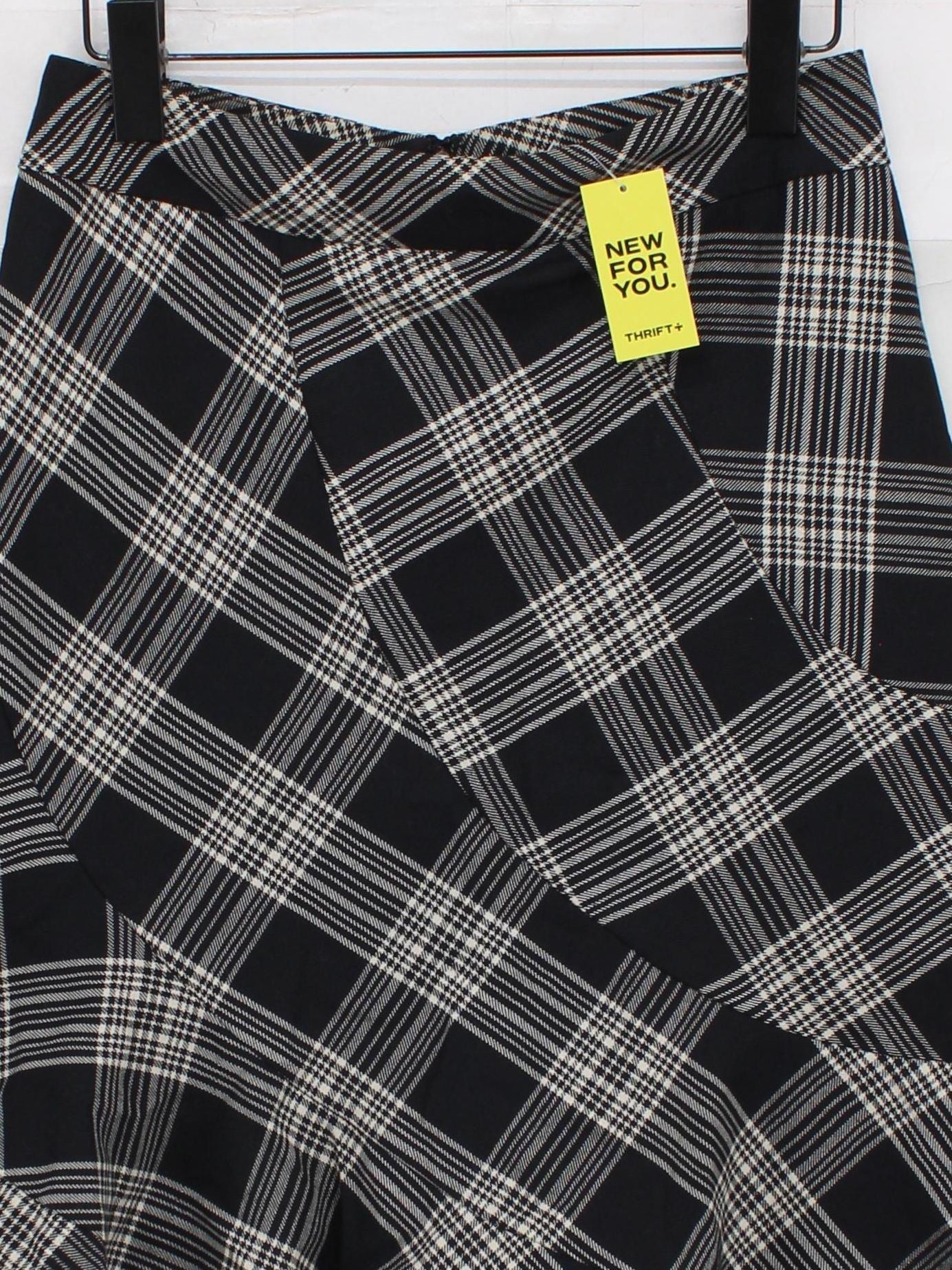 DKNY Women's Midi Skirt XS Black Checkered 100% Wool Midi A-Line - Image 3