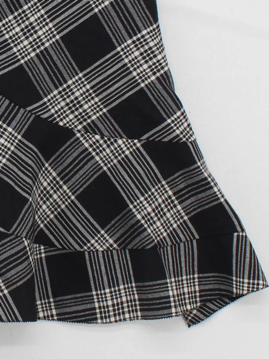 DKNY Women's Midi Skirt XS Black Checkered 100% Wool Midi A-Line - Image 4