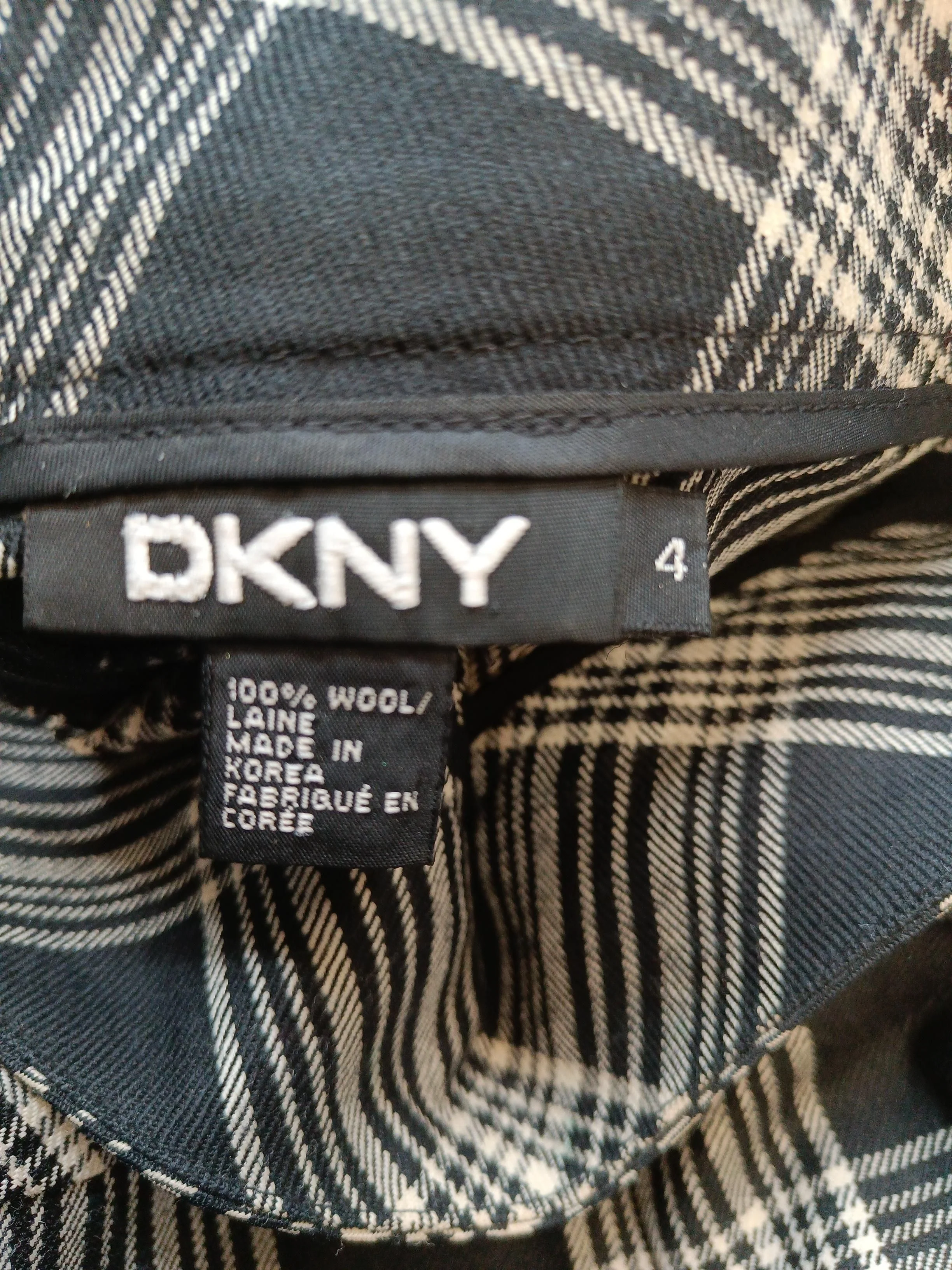 DKNY Women's Midi Skirt XS Black Checkered 100% Wool Midi A-Line - Image 6
