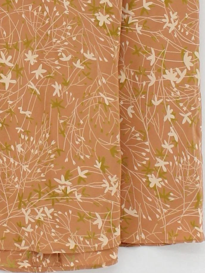 DKNY Women's Mini Skirt S Tan Floral 100% Silk Short Mini - Image 4