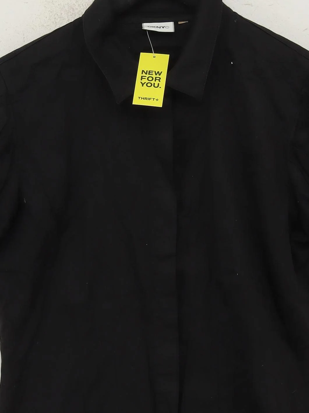 DKNY Women's Shirt S Black Cotton with Elastane Short Sleeve Collared Basic - Image 3