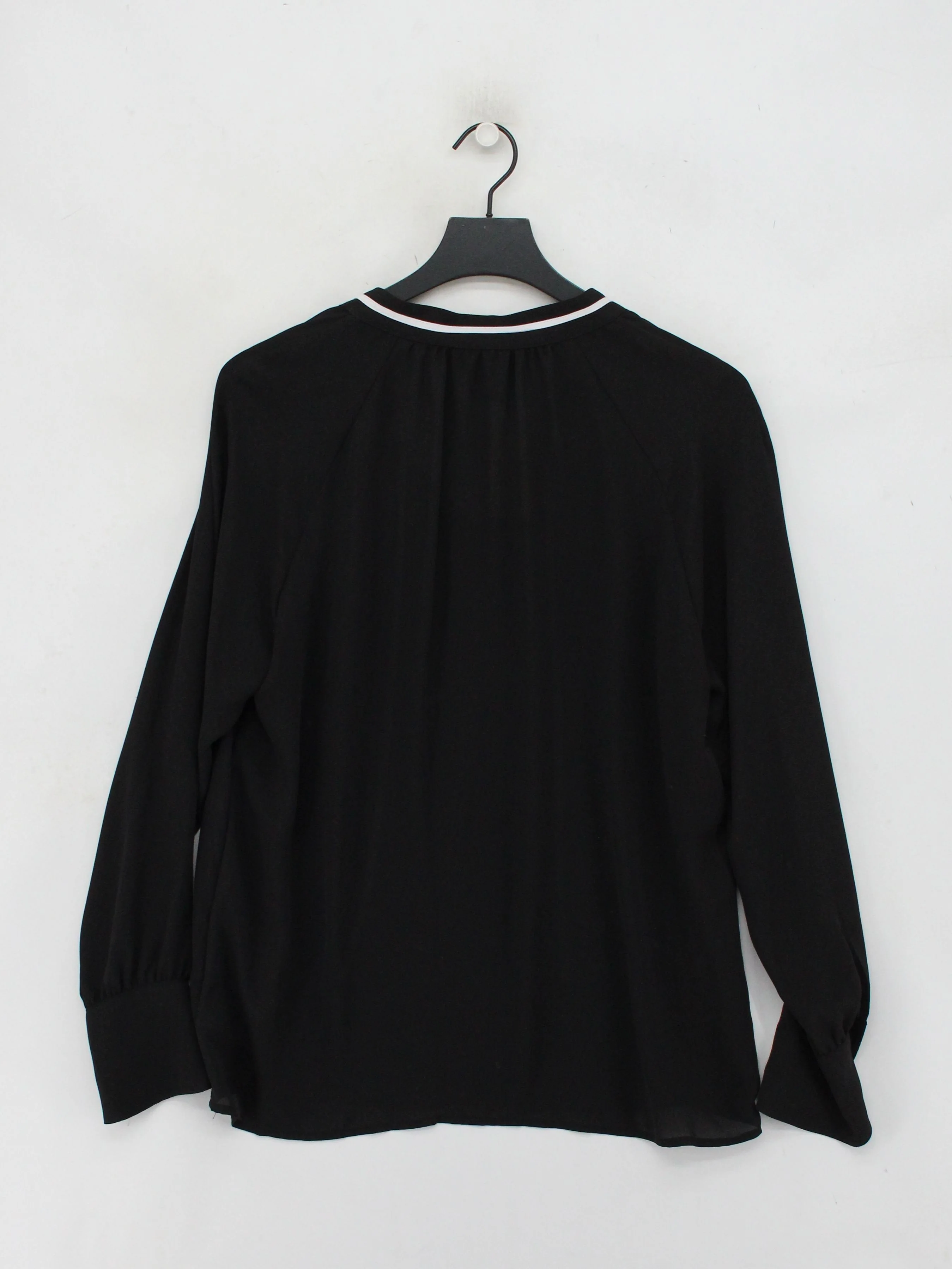 DKNY Women's Top L Black 100% Polyester Long Sleeve V-Neck Basic - Image 2