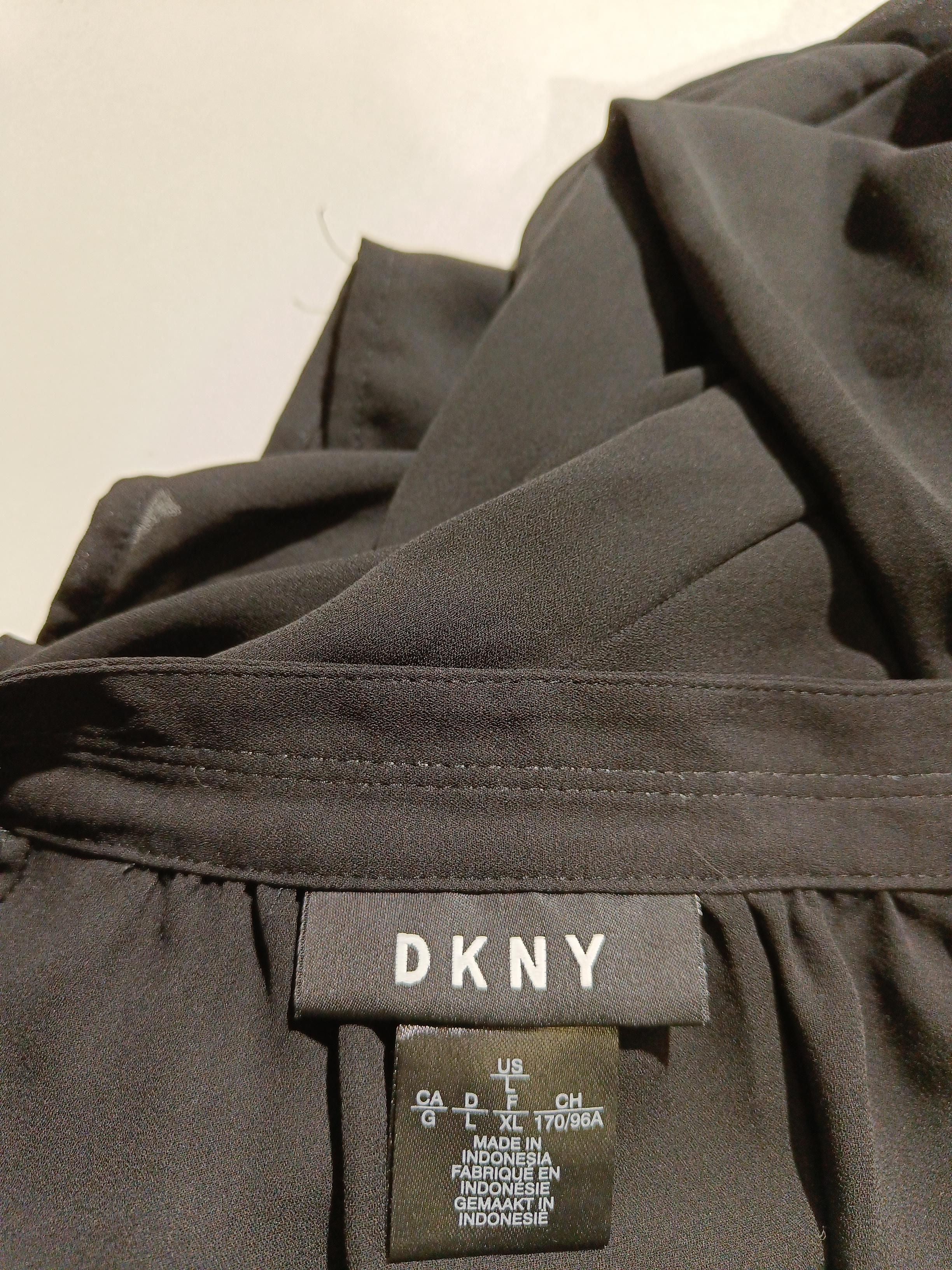 DKNY Women's Top L Black 100% Polyester Long Sleeve V-Neck Basic - Image 5