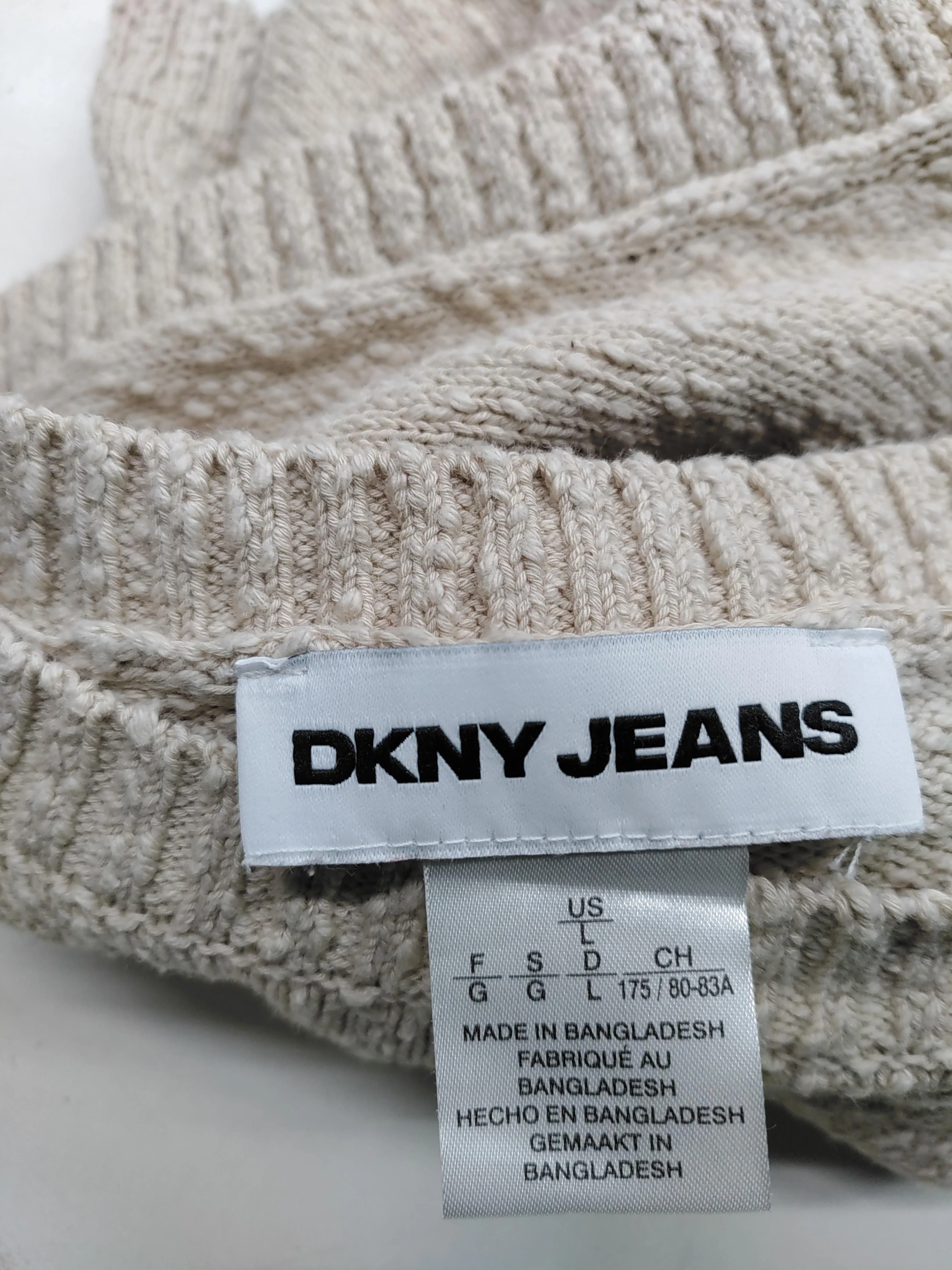 DKNY Women's Top L Cream 100% Cotton Sleeveless Round Neck Basic - Image 5
