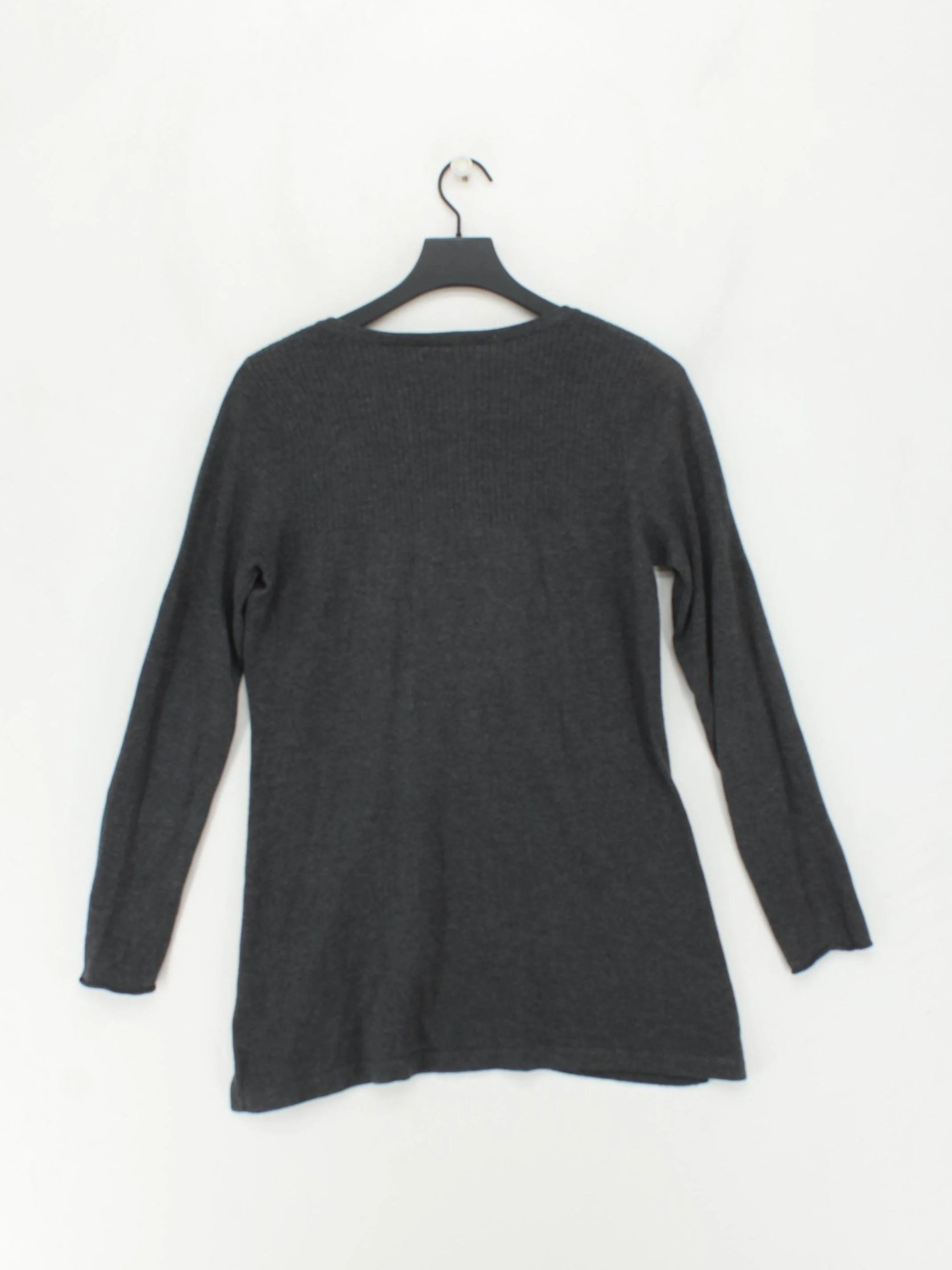 DKNY Women's Top L Grey Cotton with Acrylic Long Sleeve V-Neck Basic - Image 2