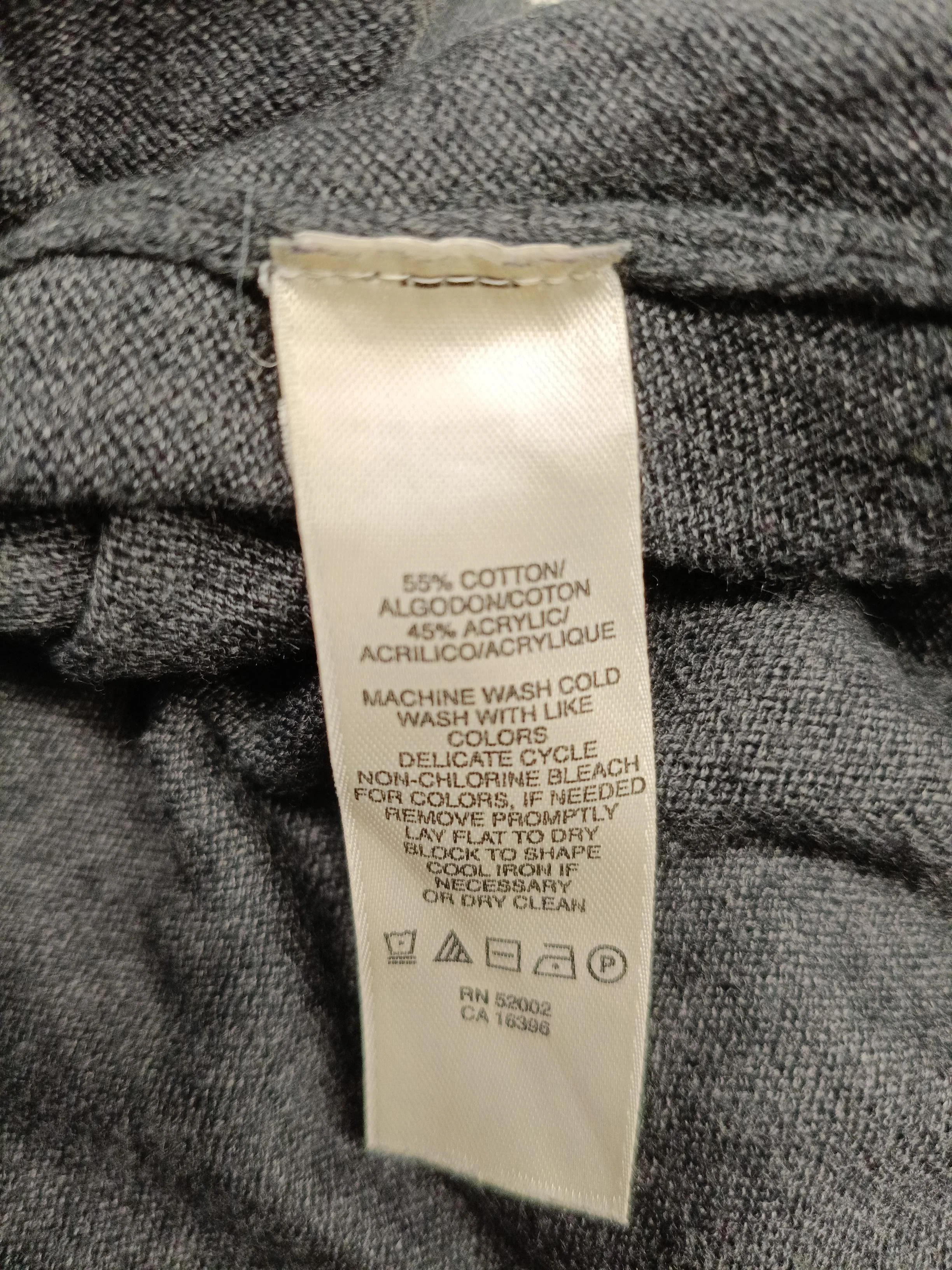 DKNY Women's Top L Grey Cotton with Acrylic Long Sleeve V-Neck Basic - Image 7
