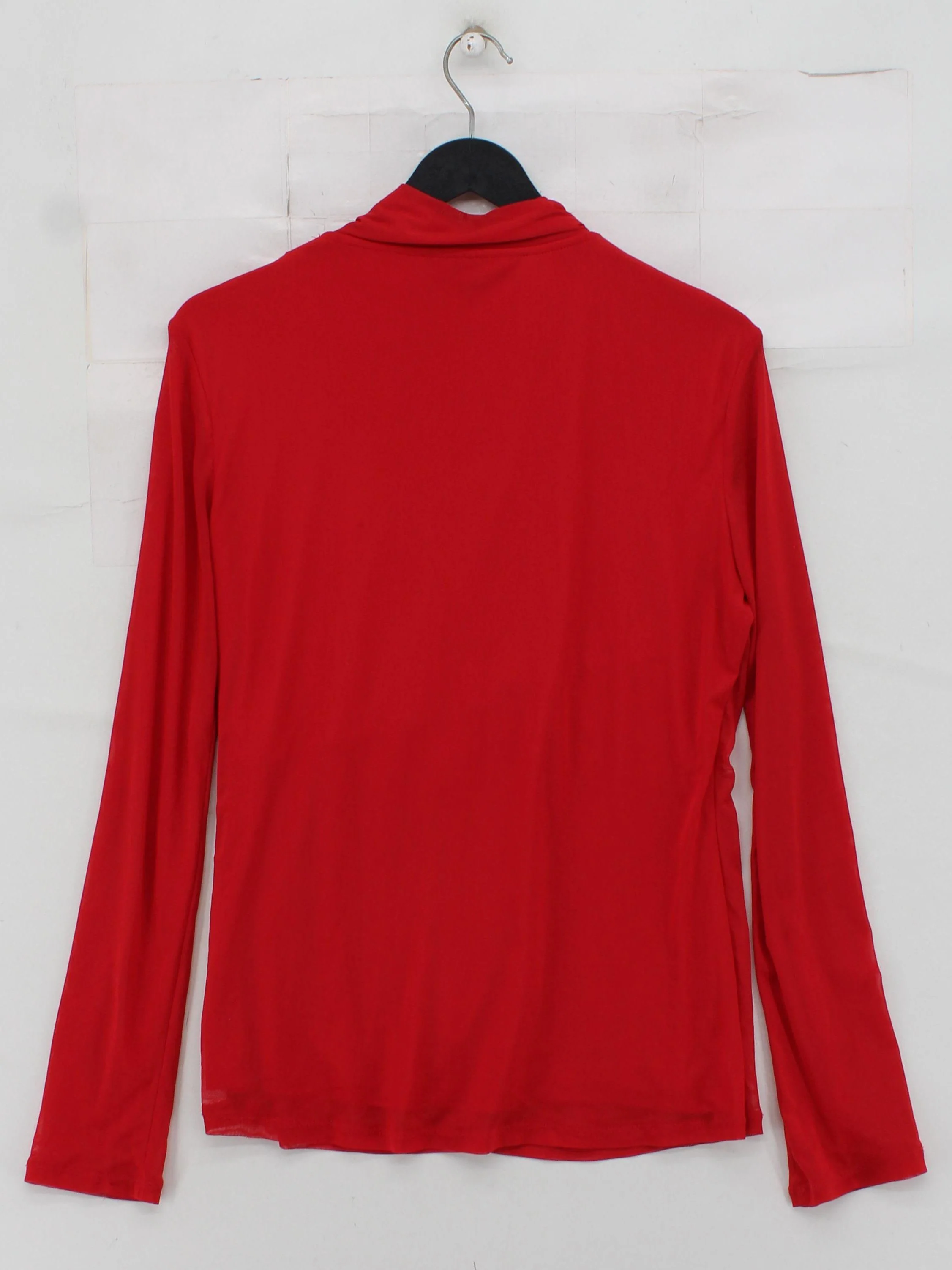 DKNY Women's Top L Red Polyester with Spandex Long Sleeve V-Neck Basic - Image 2