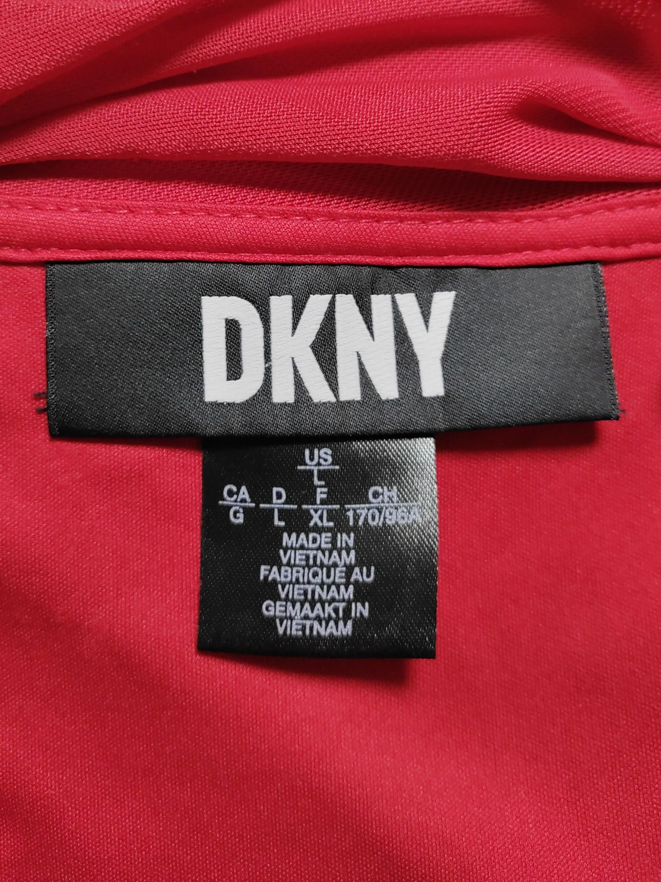 DKNY Women's Top L Red Polyester with Spandex Long Sleeve V-Neck Basic - Image 5