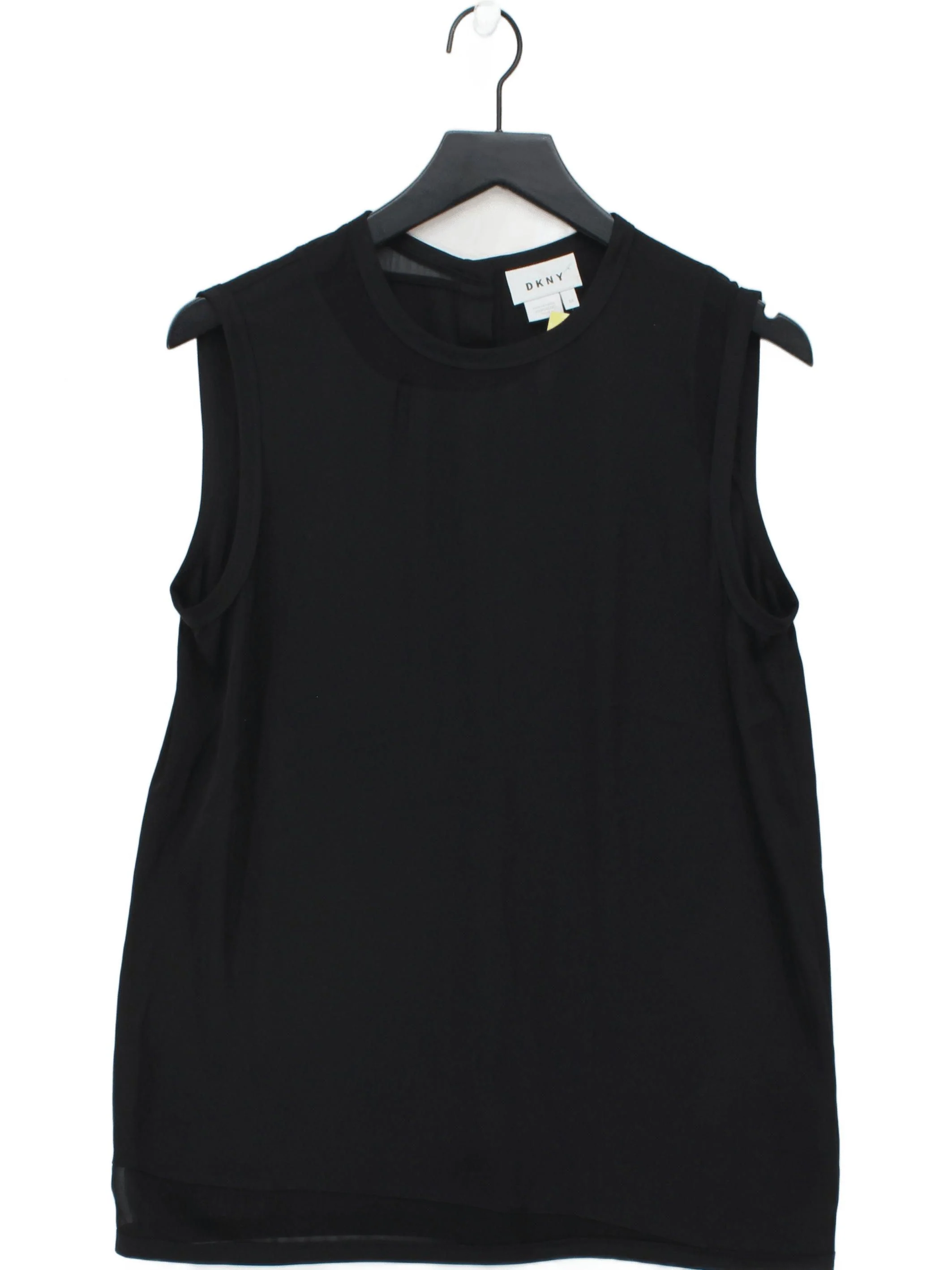 DKNY Women's Top M Black Silk with Elastane Sleeveless Round Neck Basic