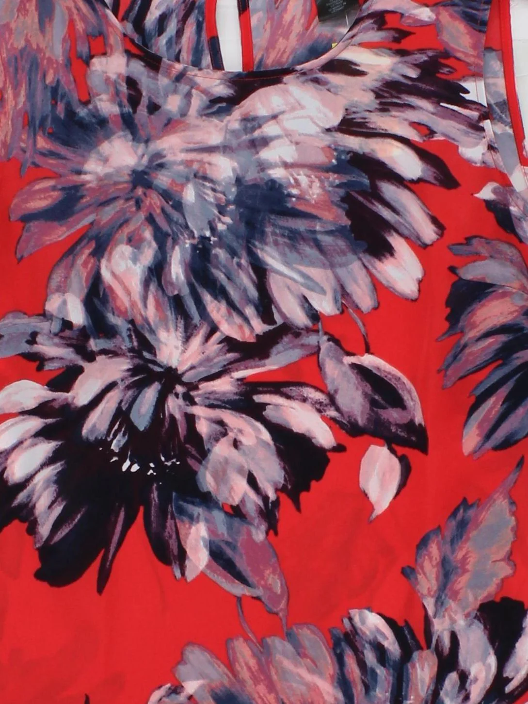 DKNY Women's Top S Red Floral 100% Polyester Sleeveless Round Neck Basic - Image 3