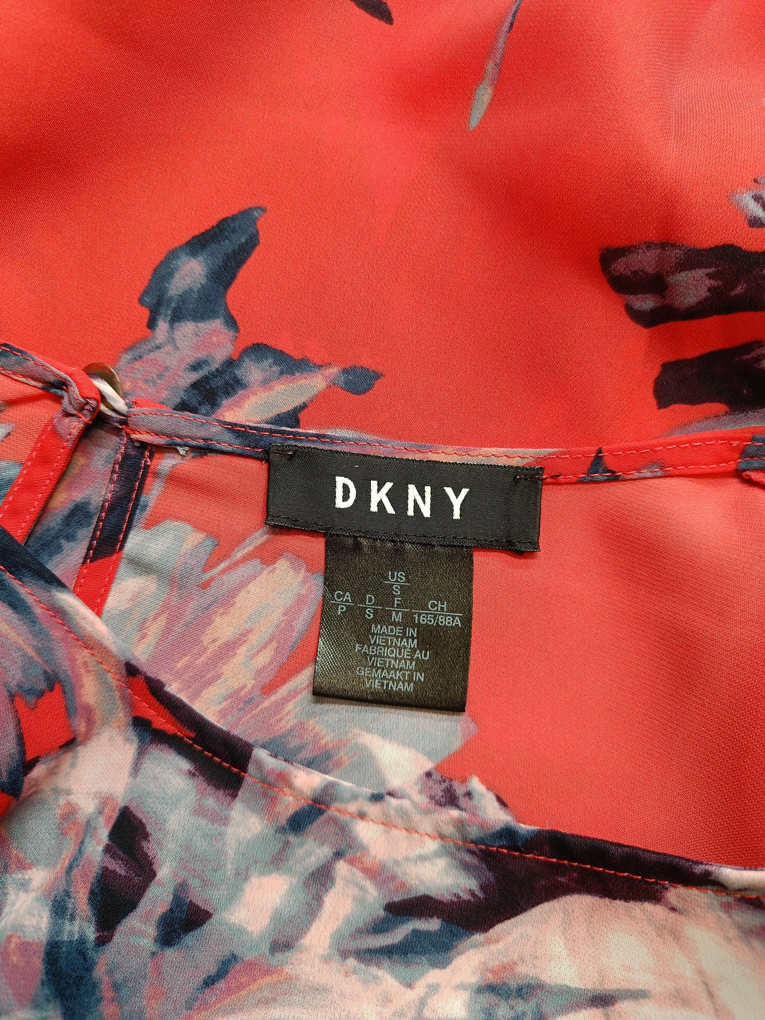 DKNY Women's Top S Red Floral 100% Polyester Sleeveless Round Neck Basic - Image 5
