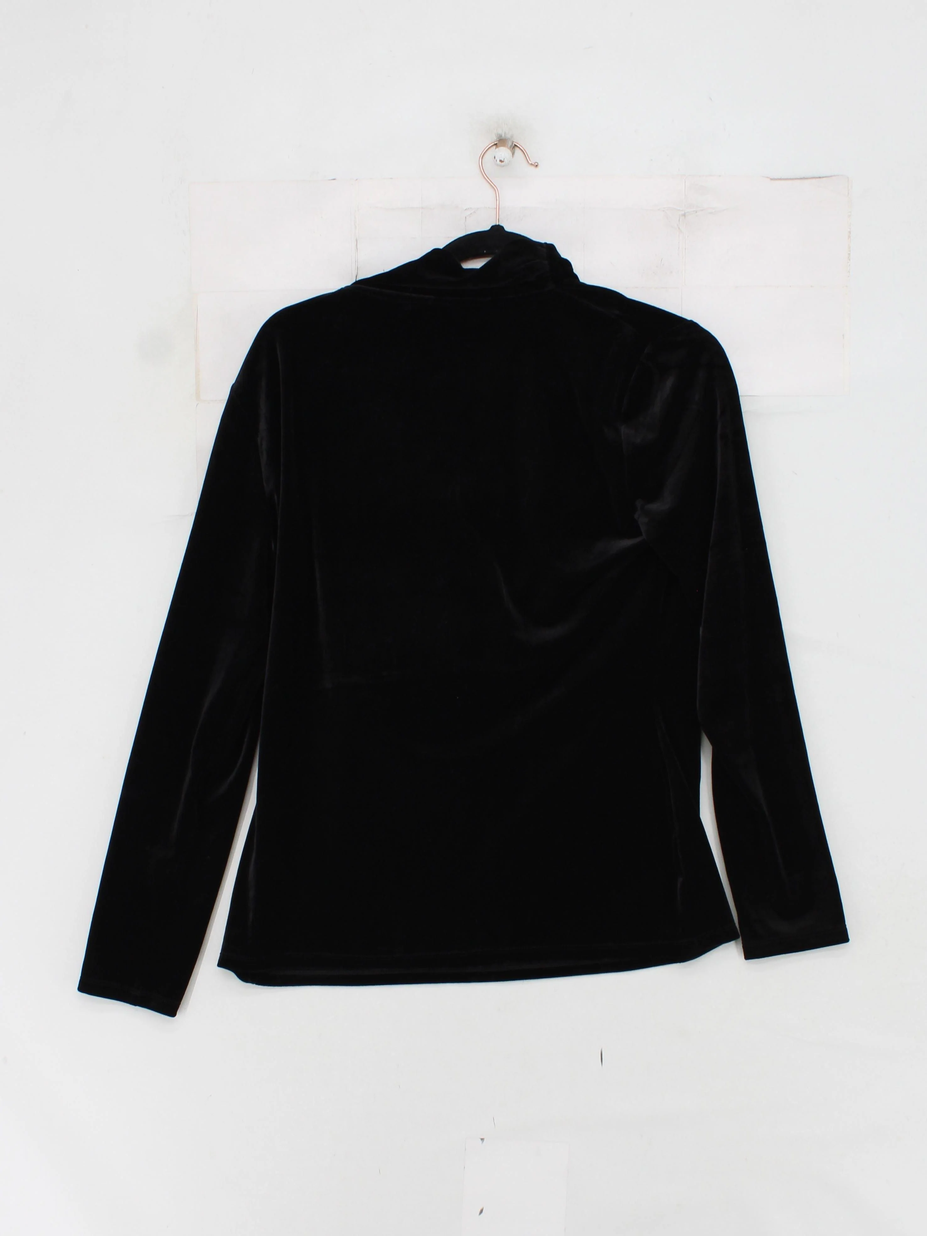 DKNY Women's Top XL Black Polyester with Spandex Long Sleeve V-Neck Basic - Image 2