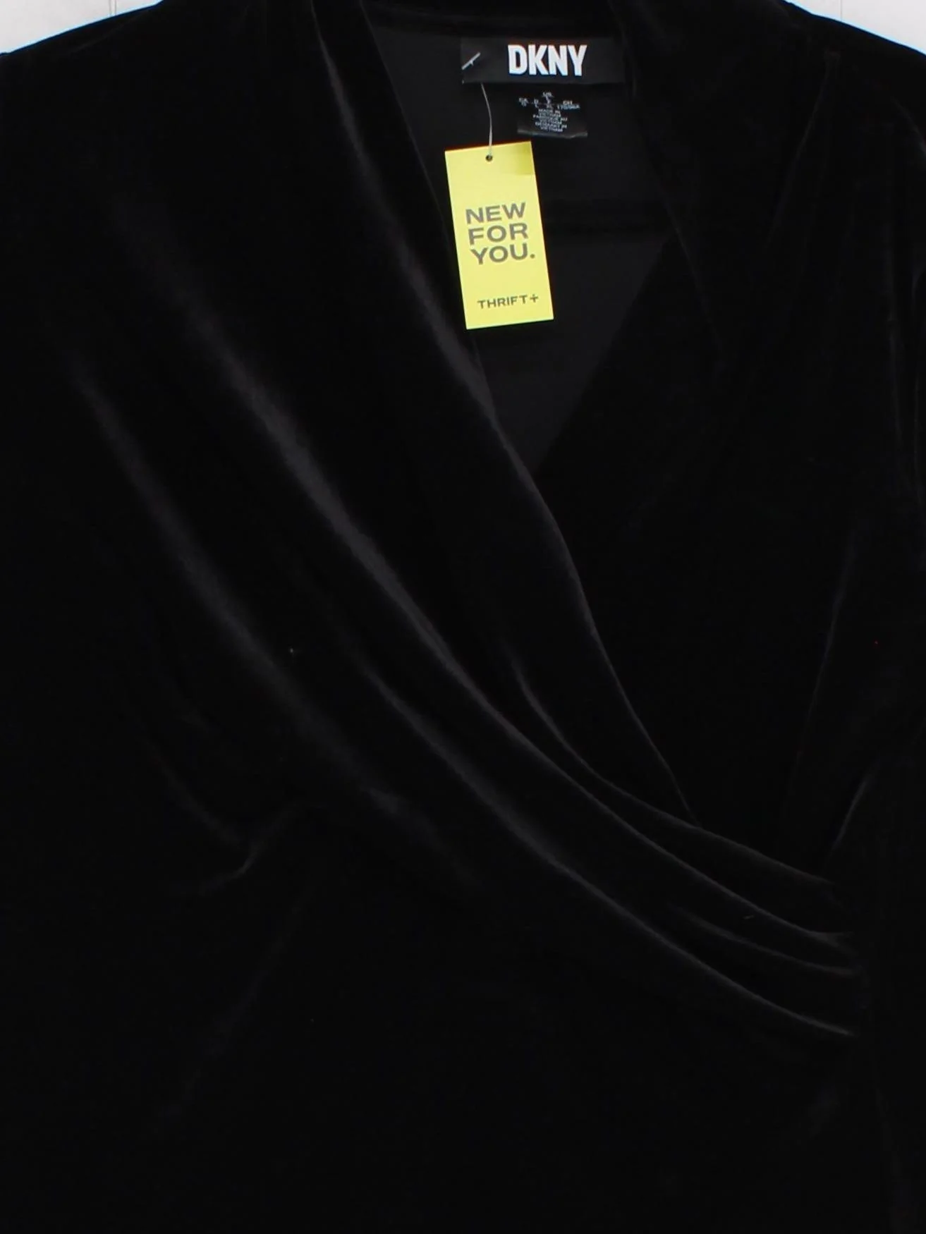 DKNY Women's Top XL Black Polyester with Spandex Long Sleeve V-Neck Basic - Image 3