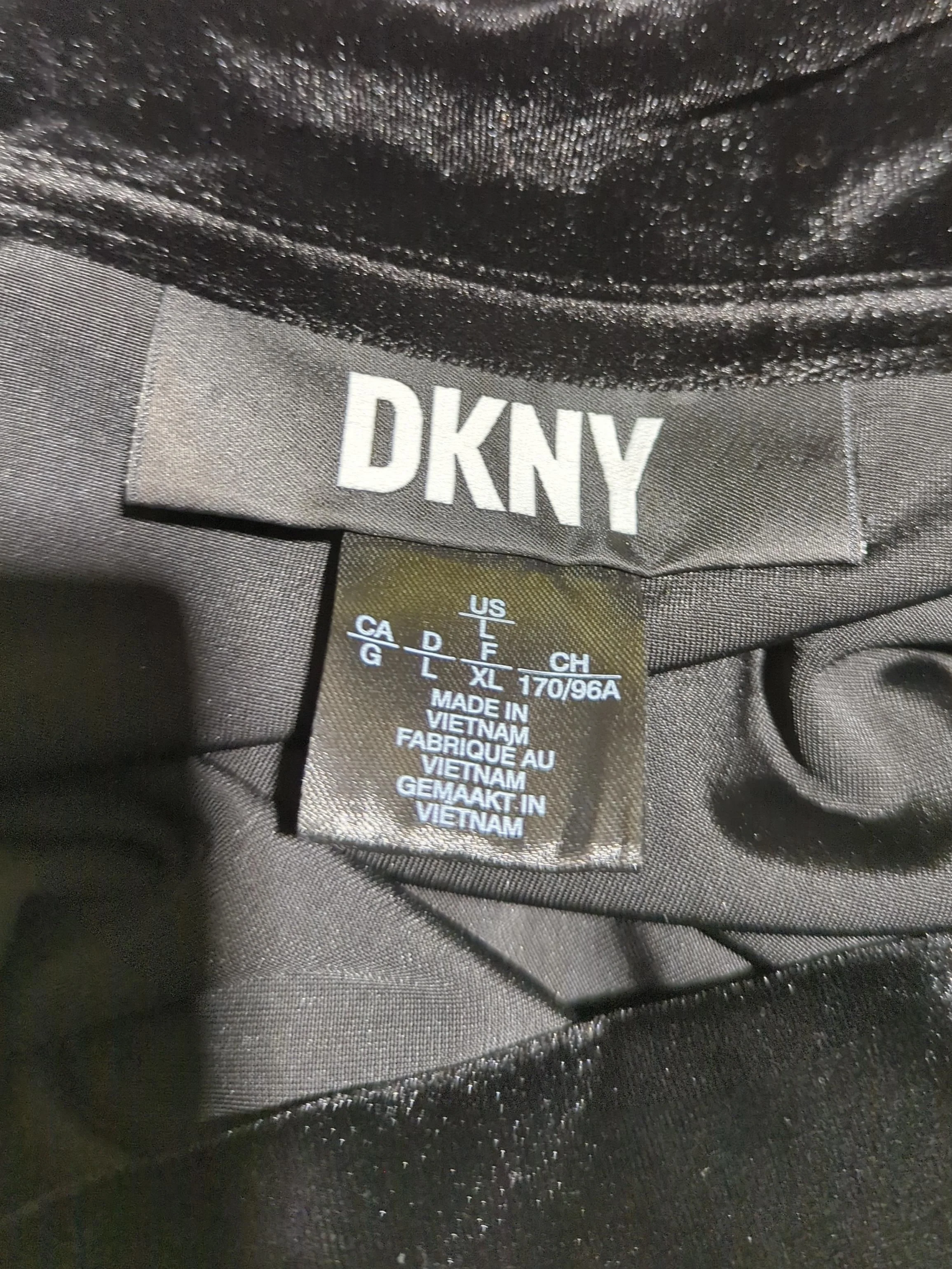 DKNY Women's Top XL Black Polyester with Spandex Long Sleeve V-Neck Basic - Image 5