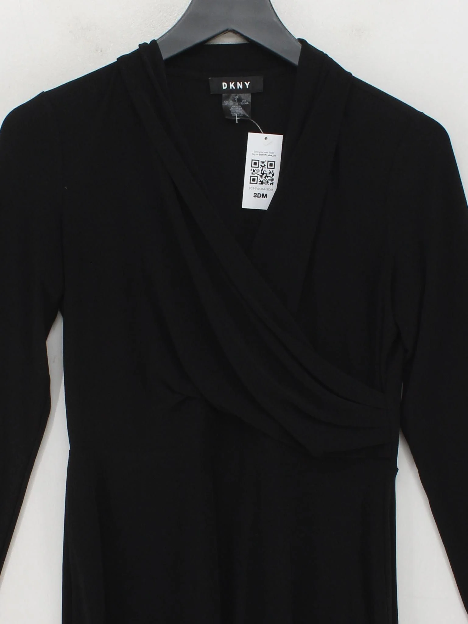 DKNY Wrap Mini Dress in Black - Image 3