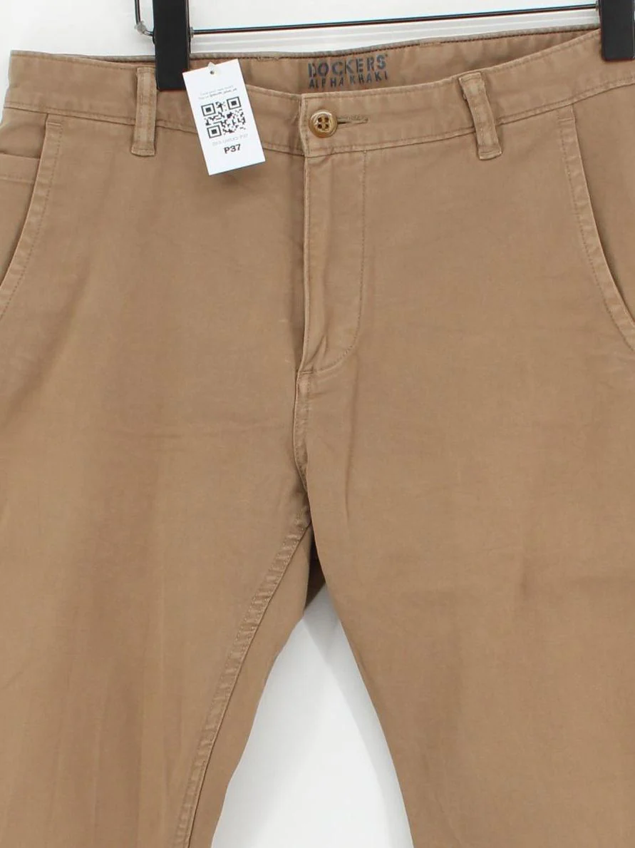 DOCKERS Men's Trousers W 32 in Tan Cotton with Elastane Straight Chino - Image 3