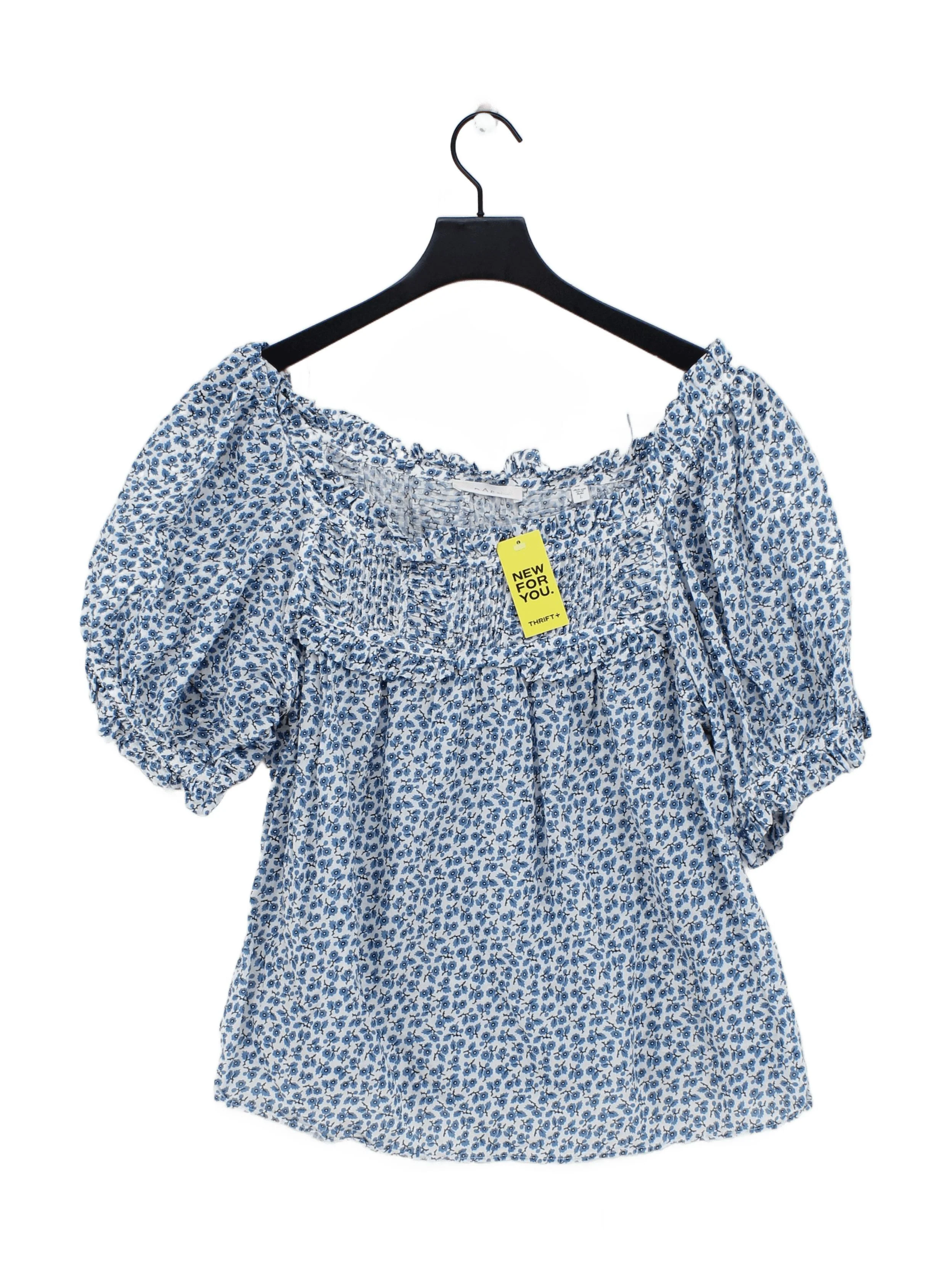 Doen Women's Top L Multi Floral 100% Cotton Short Sleeve Square Neck Basic