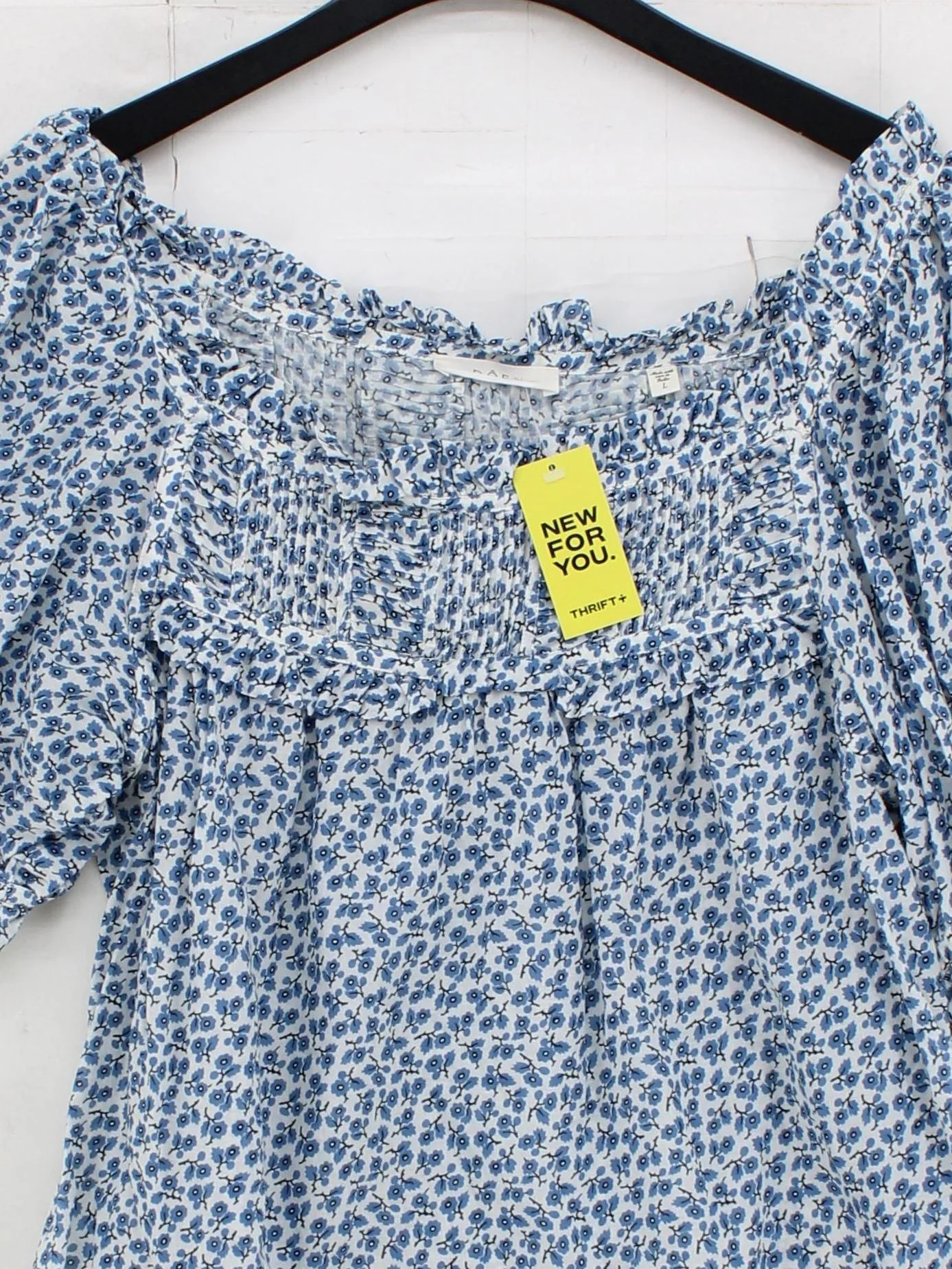 Doen Women's Top L Multi Floral 100% Cotton Short Sleeve Square Neck Basic - Image 3