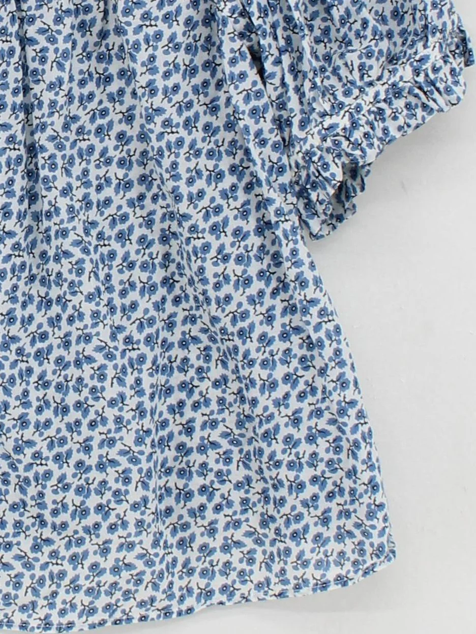 Doen Women's Top L Multi Floral 100% Cotton Short Sleeve Square Neck Basic - Image 4