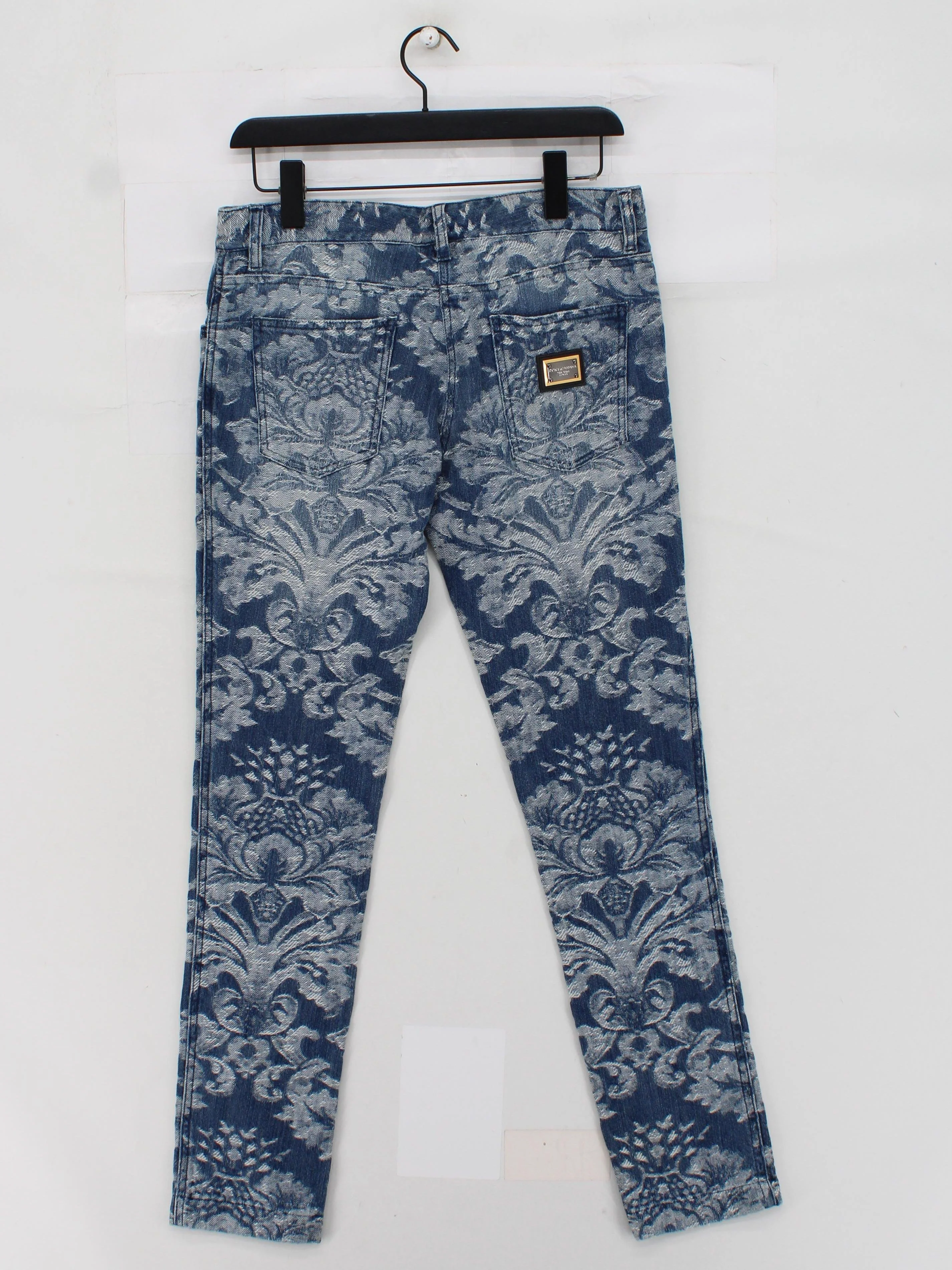 Dolce & Gabbana Men's Jeans L Blue Paisley Cotton with Elastane Straight - Image 2