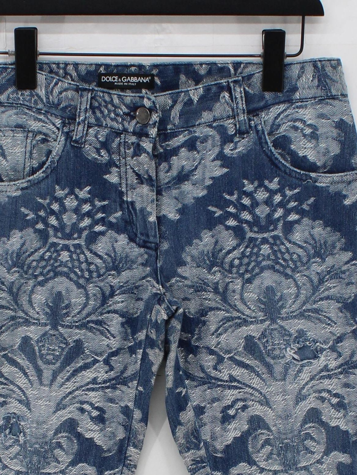 Dolce & Gabbana Men's Jeans L Blue Paisley Cotton with Elastane Straight - Image 3