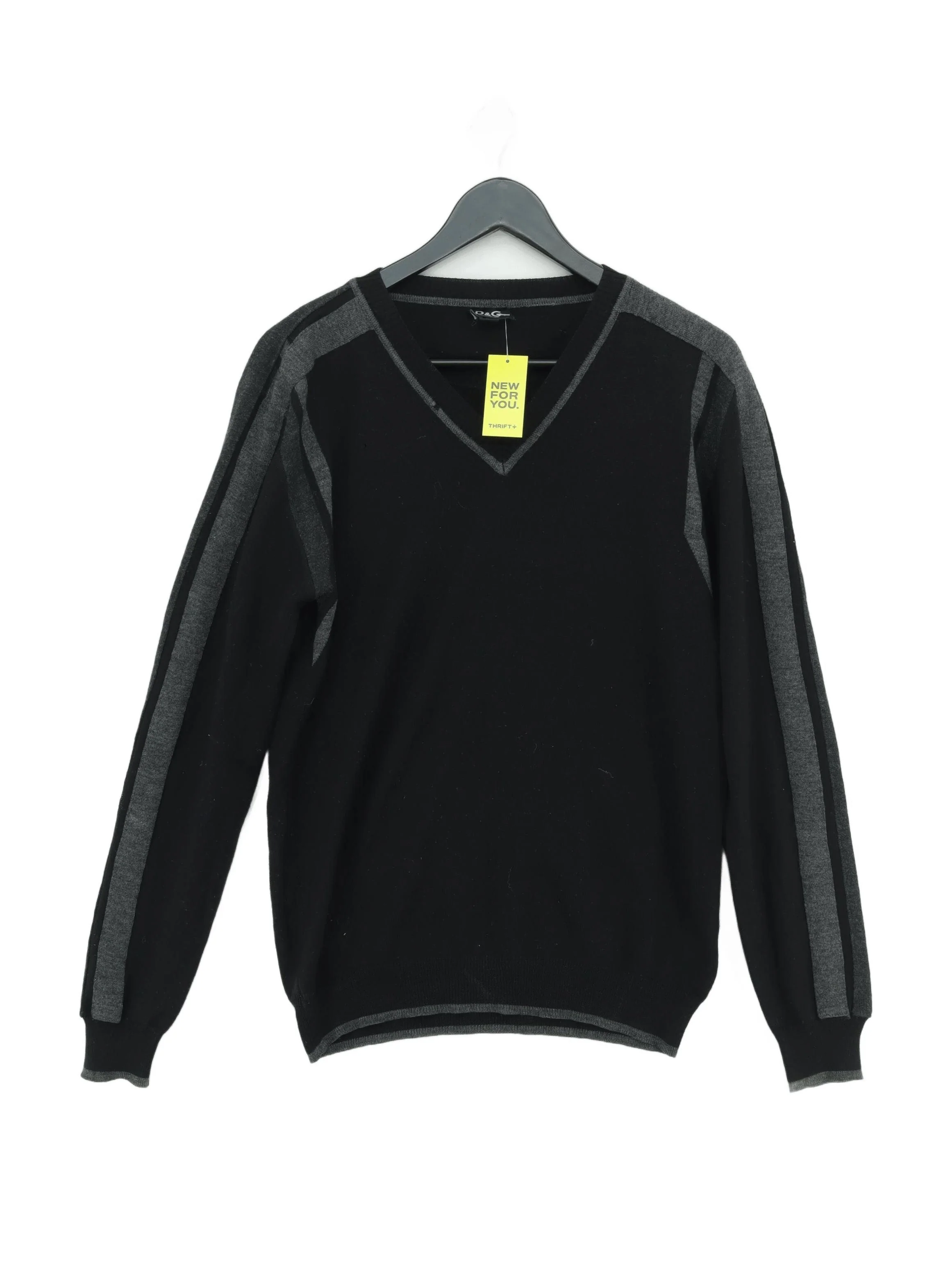 Dolce & Gabbana Men's Jumper M Black Wool with Acetate V-Neck Pullover