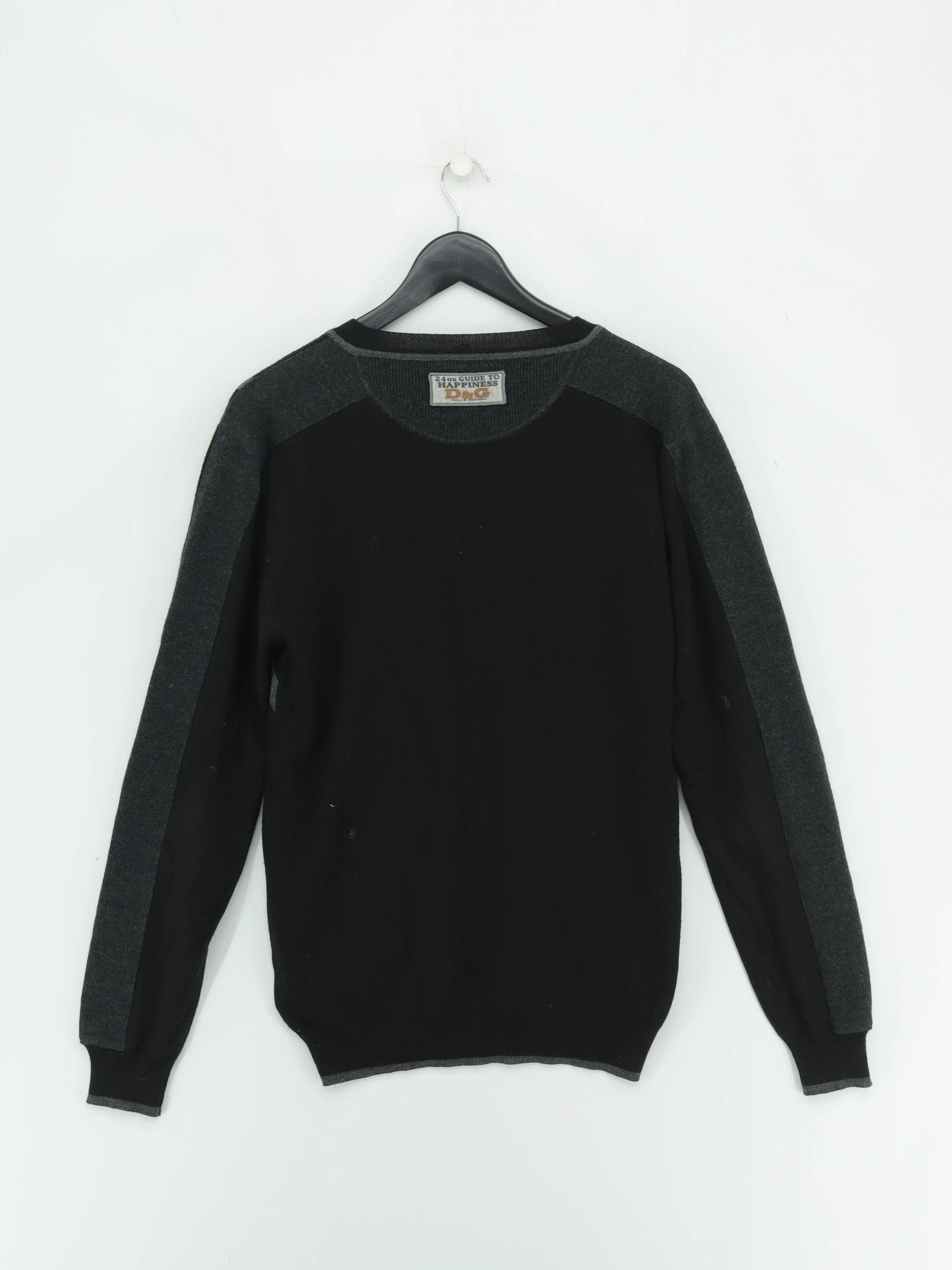 Dolce & Gabbana Men's Jumper M Black Wool with Acetate V-Neck Pullover - Image 2