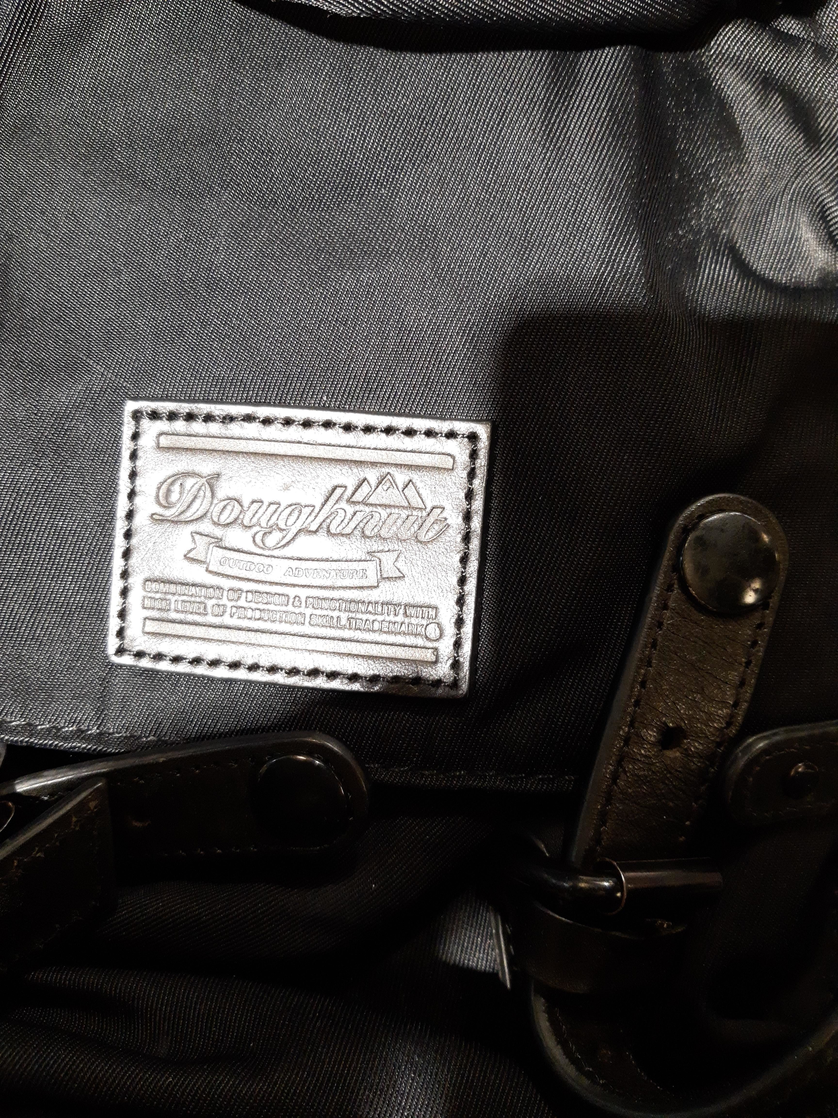Doughnut Outdoor Adventure Men's Bag Black Nylon with Leather Backpack - Image 6