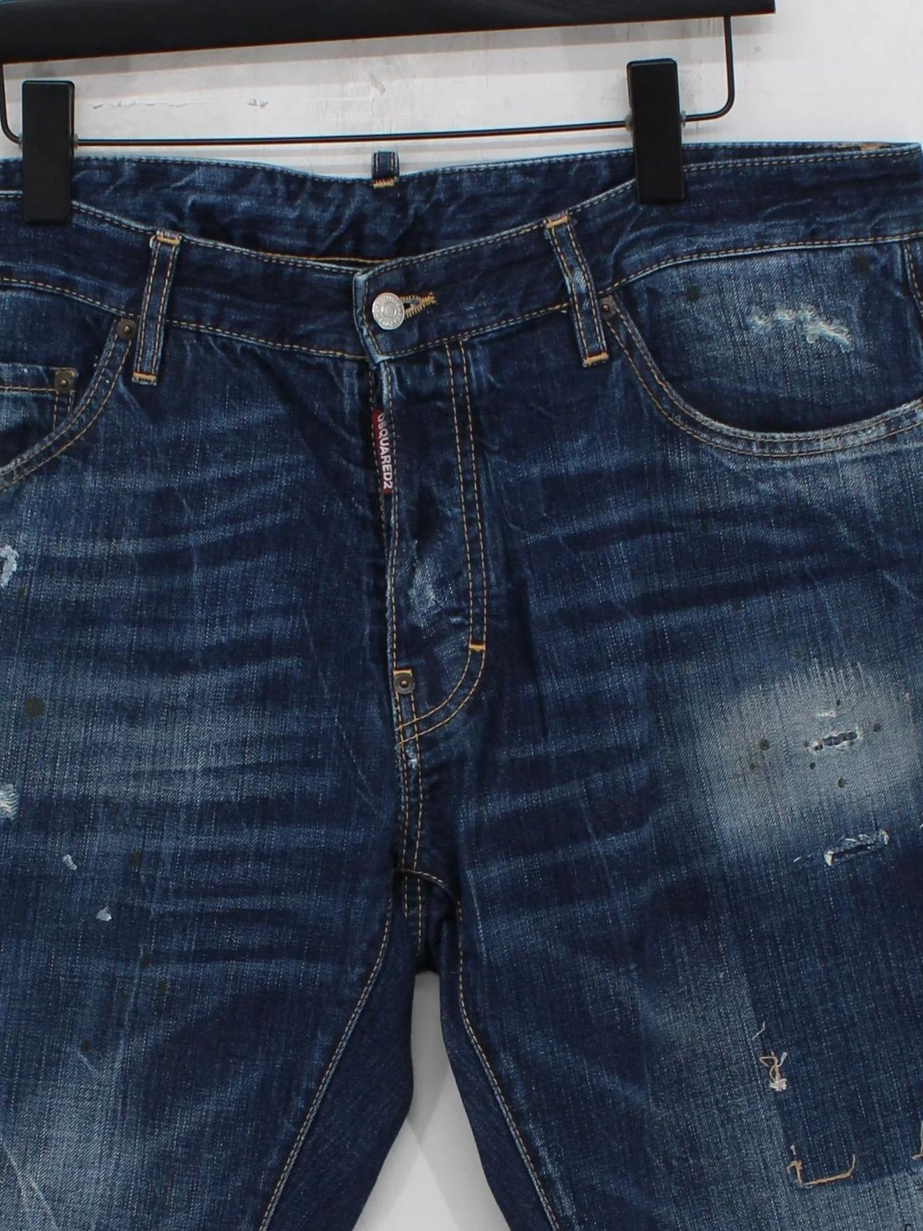 Dsquared2 Men's Jeans W 38 in Blue Cotton with Polyester, Leather Straight - Image 3