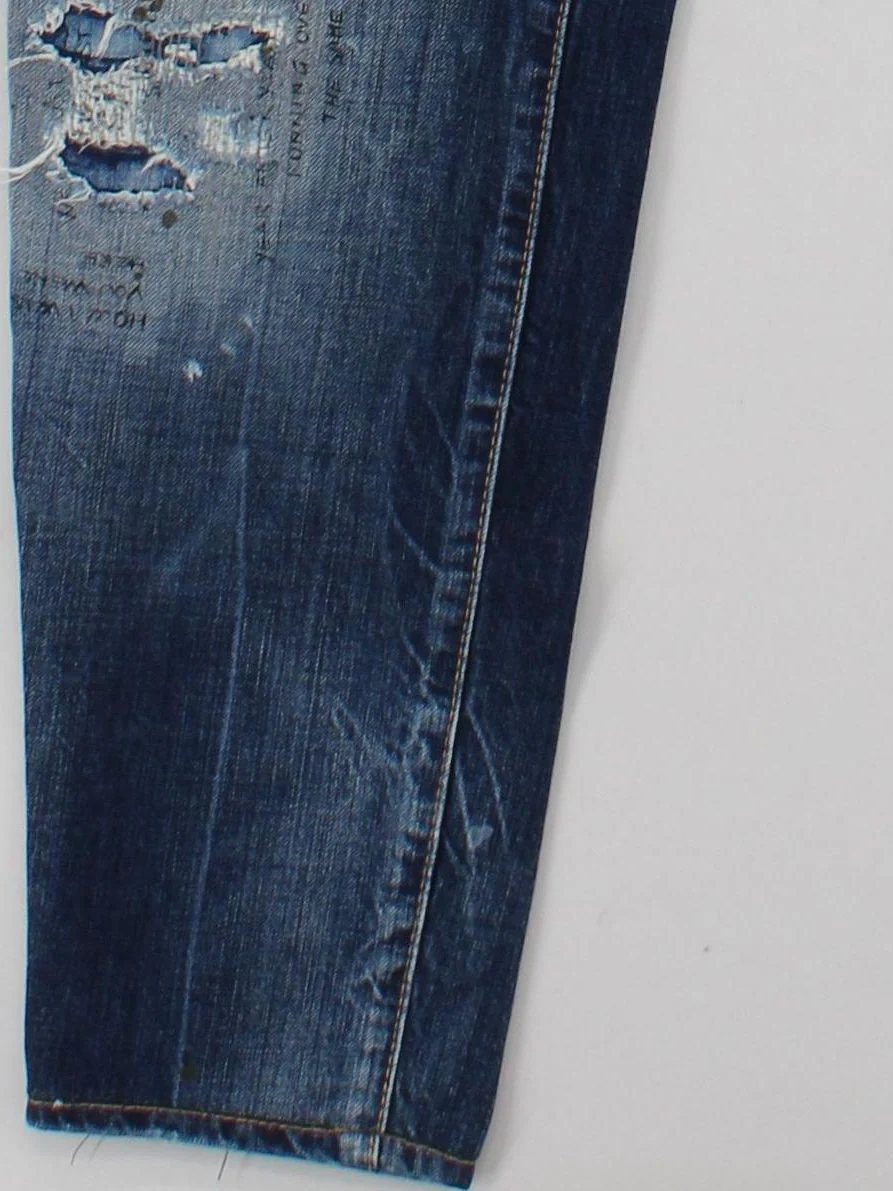 Dsquared2 Men's Jeans W 38 in Blue Cotton with Polyester, Leather Straight - Image 4