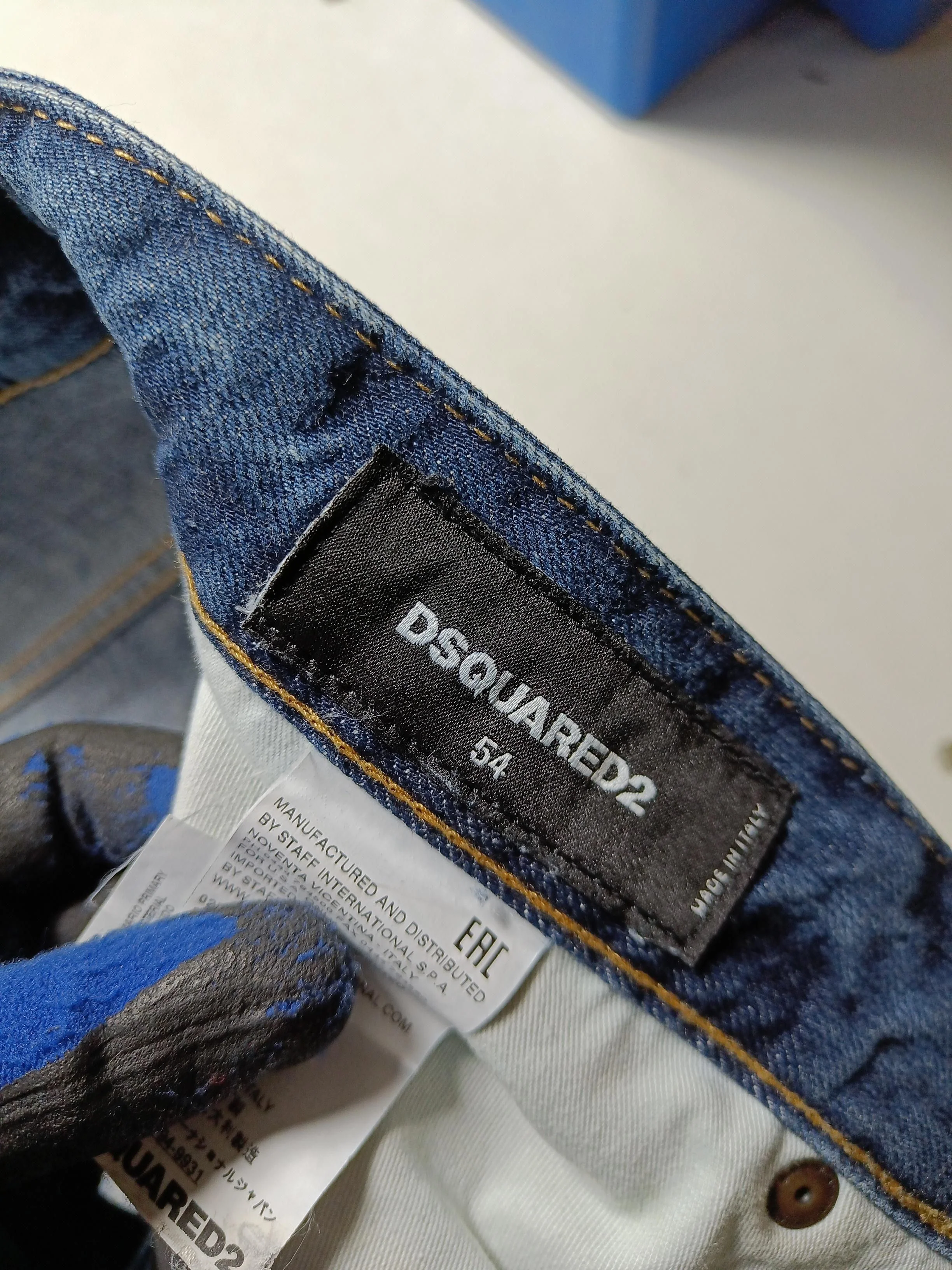 Dsquared2 Men's Jeans W 38 in Blue Cotton with Polyester, Leather Straight - Image 6
