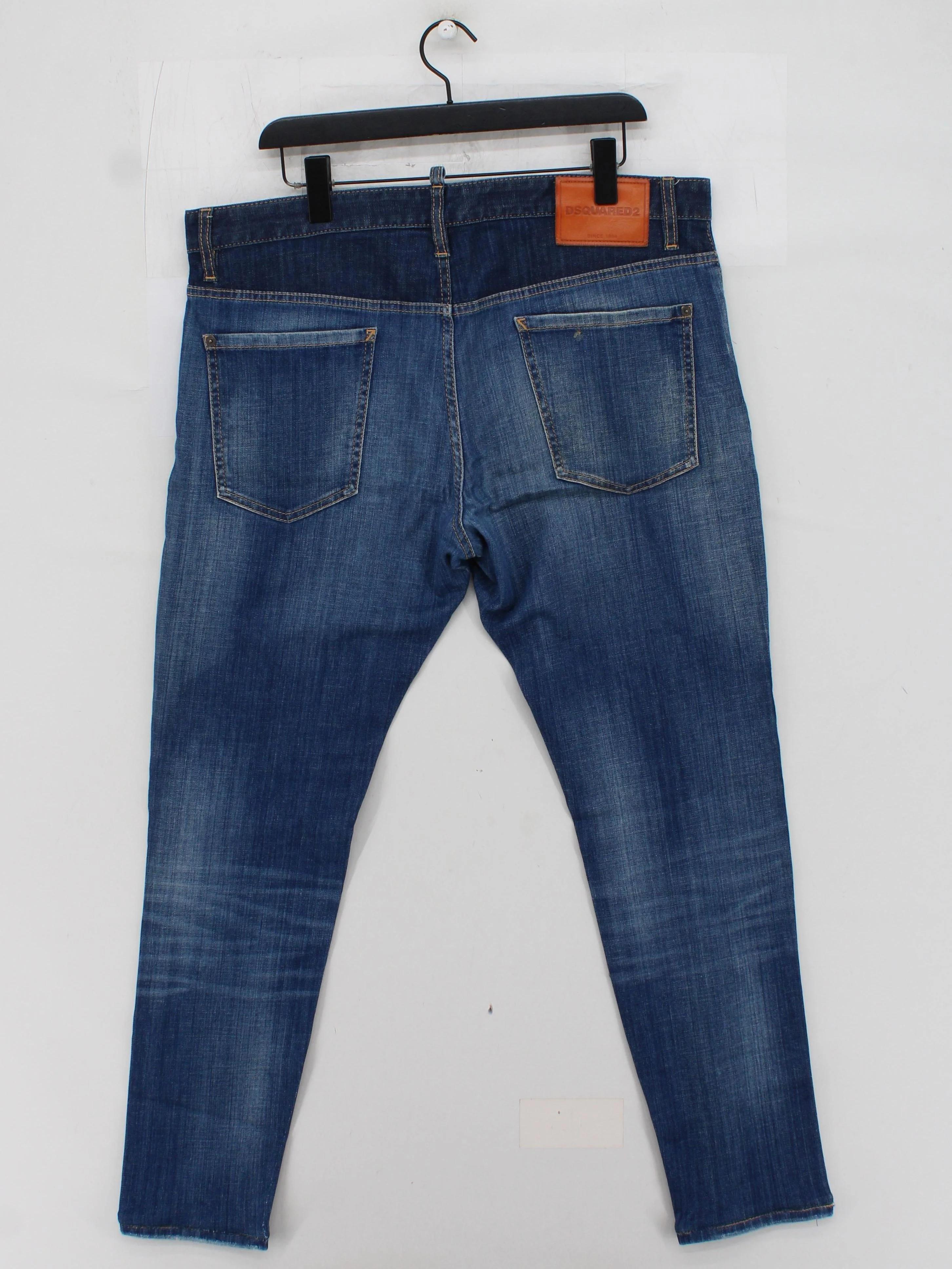Dsquared2 Men's Jeans XL Blue Cotton with Elastane, Leather Straight - Image 2