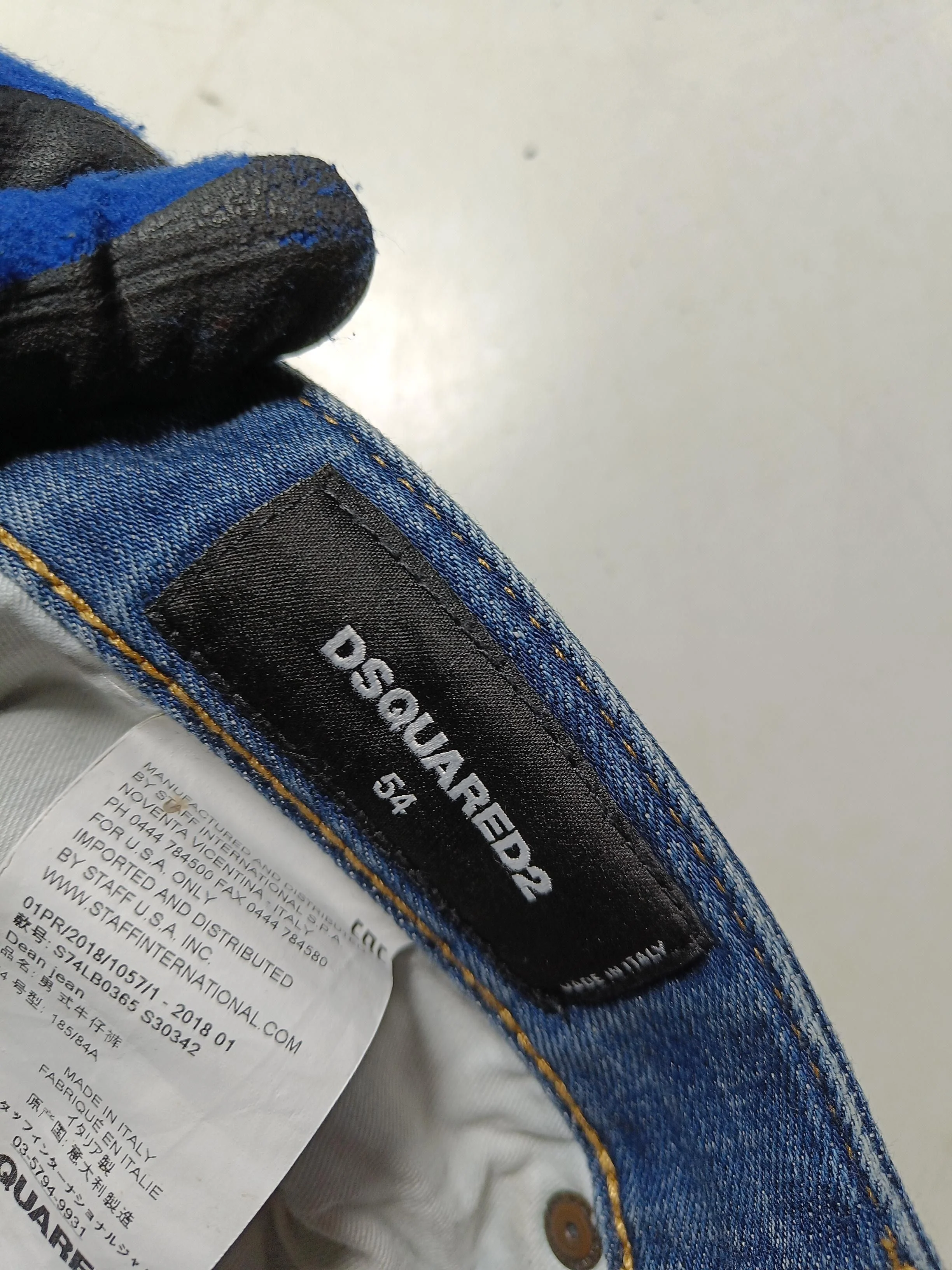Dsquared2 Men's Jeans XL Blue Cotton with Elastane, Leather Straight - Image 8