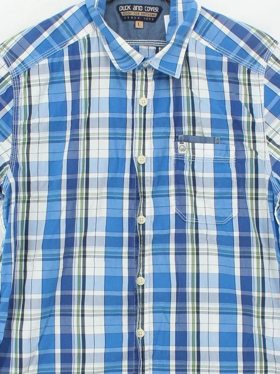 Duck And Cover Men's Shirt L Blue Checkered 100% Cotton Basic - Image 3