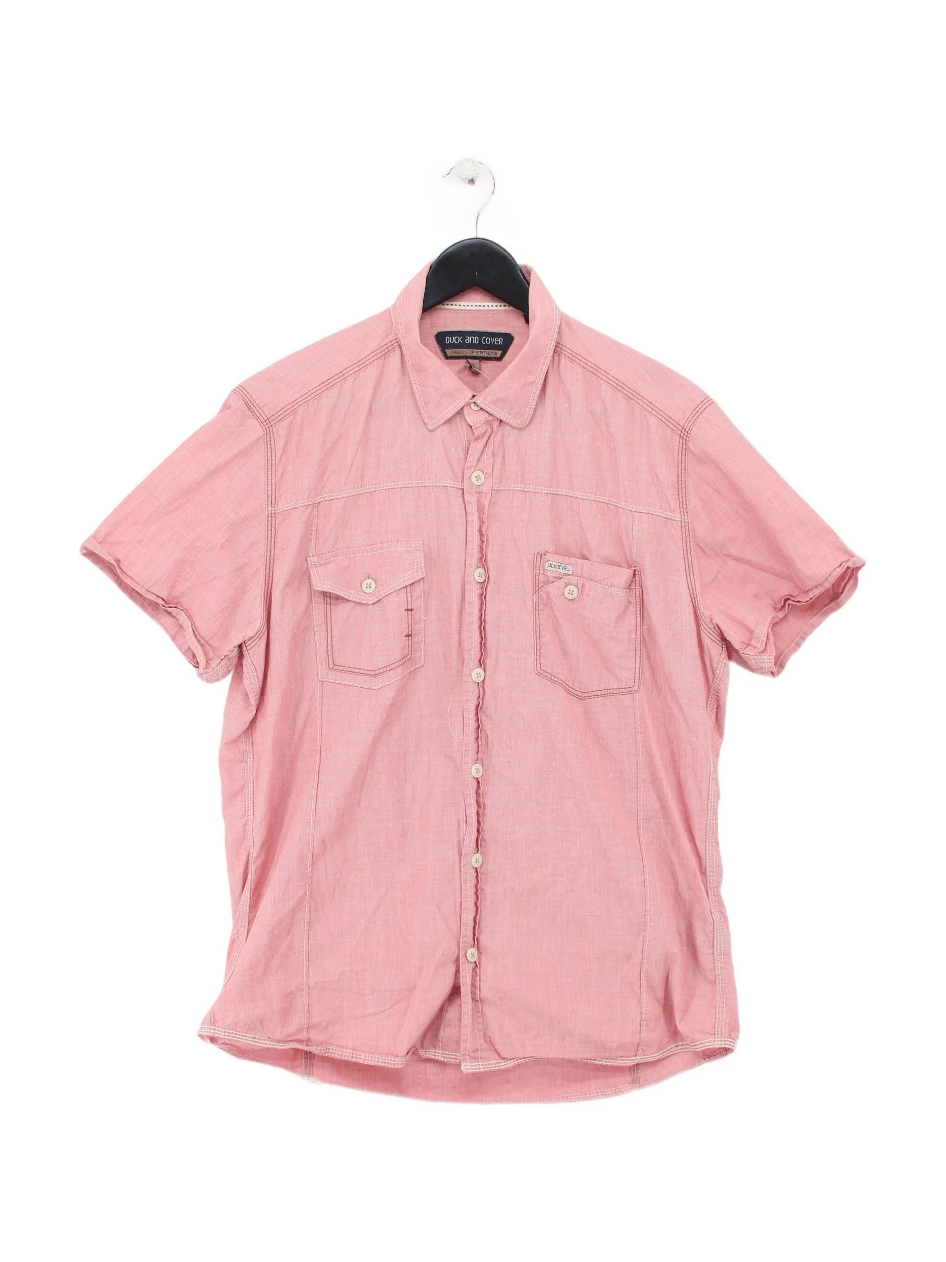 Duck And Cover Men's Shirt L Red 100% Cotton Basic