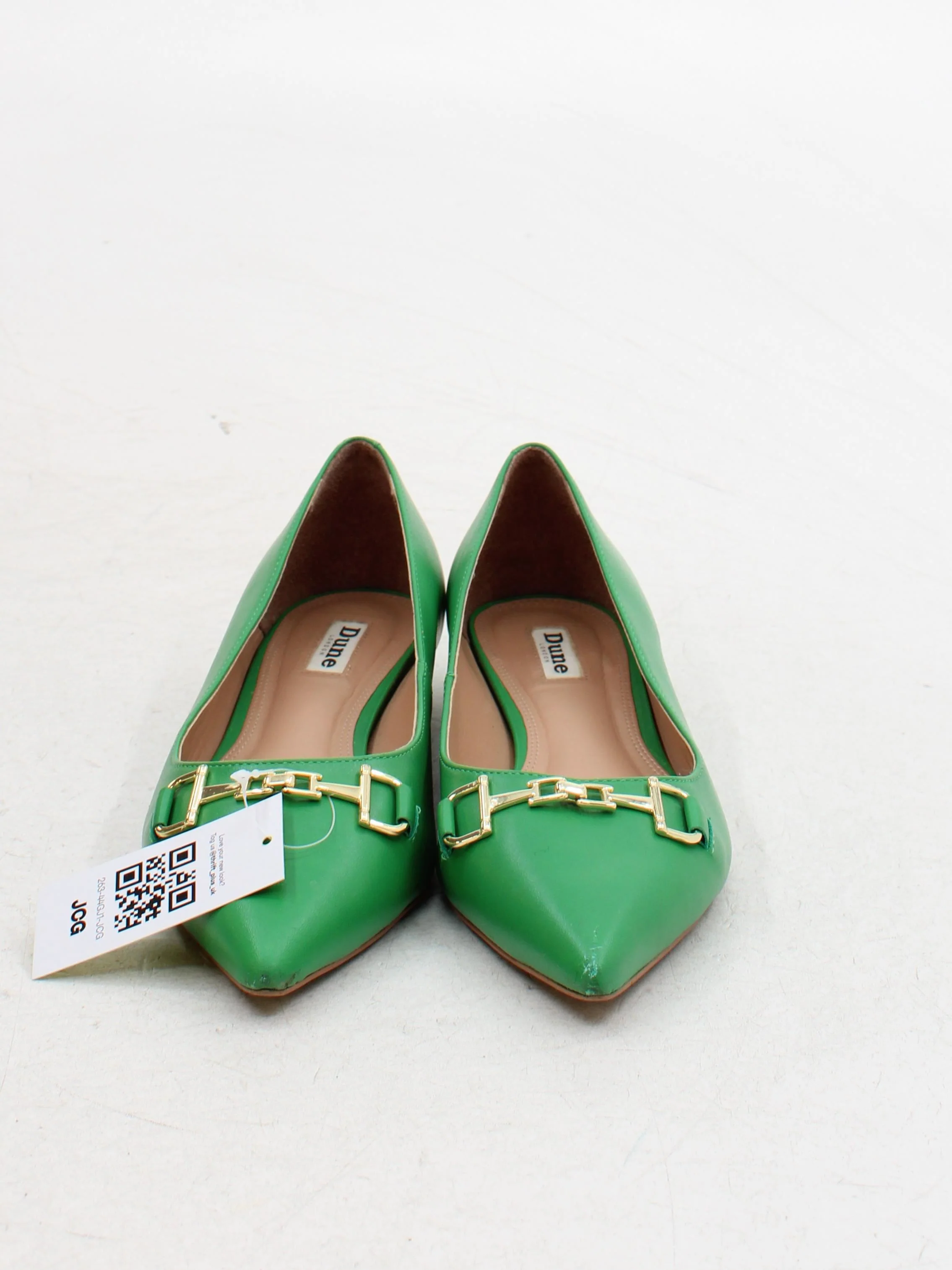 Dune Women's Flat Shoes UK 6 Green 100% Leather Ballet - Image 2
