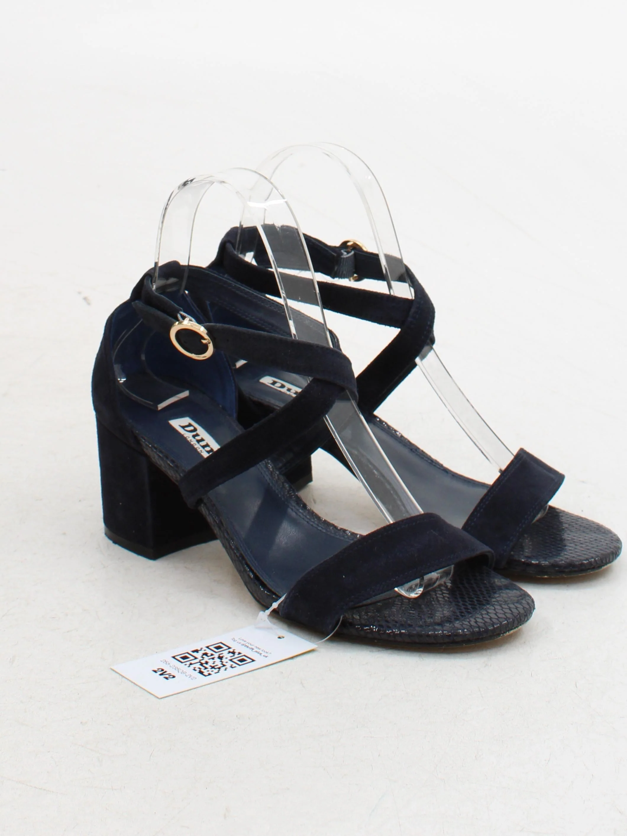 Dune Women's Sandals UK 4 Blue Animal Print 100% Suede Strappy - Image 4