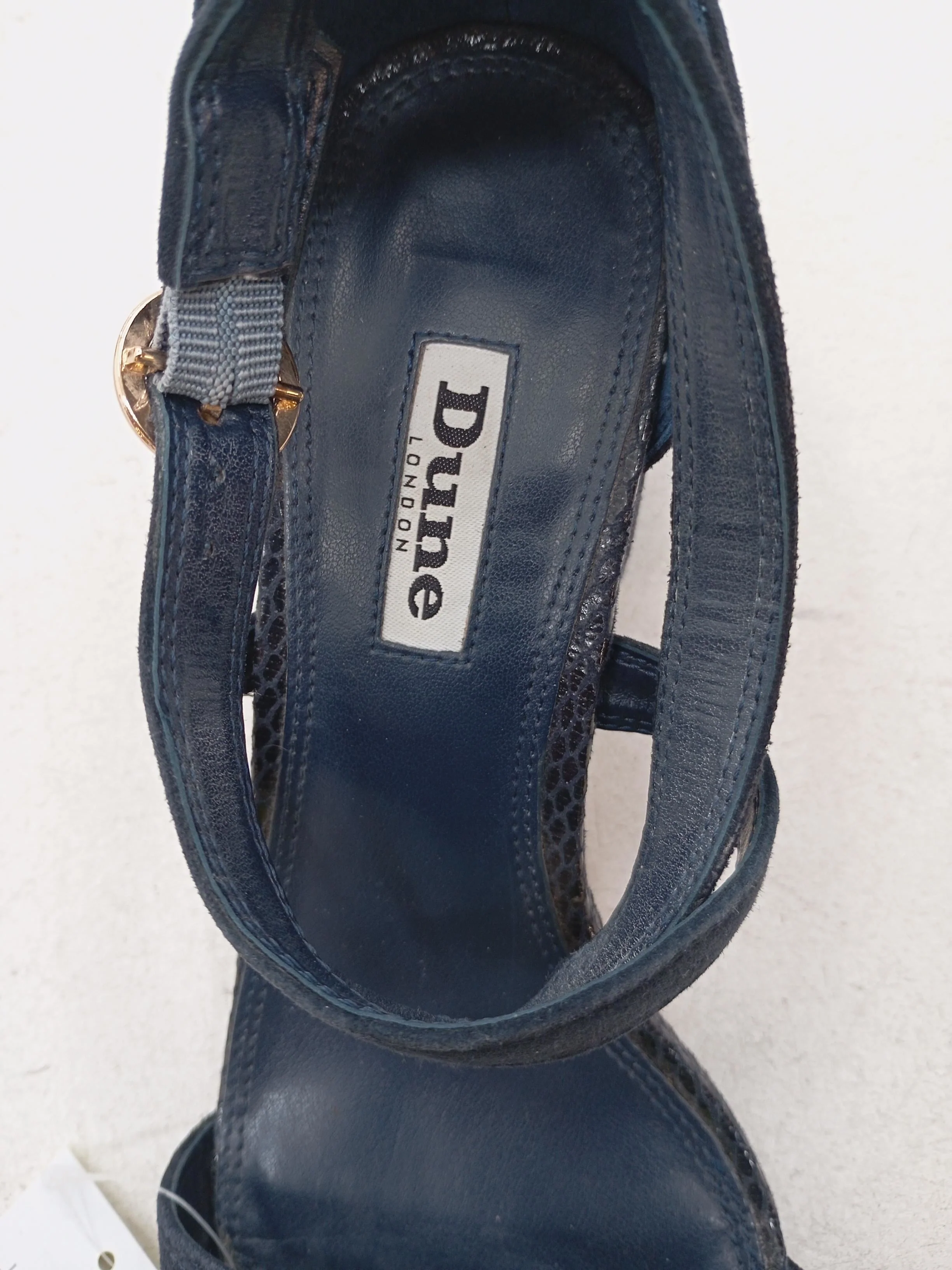 Dune Women's Sandals UK 4 Blue Animal Print 100% Suede Strappy - Image 6