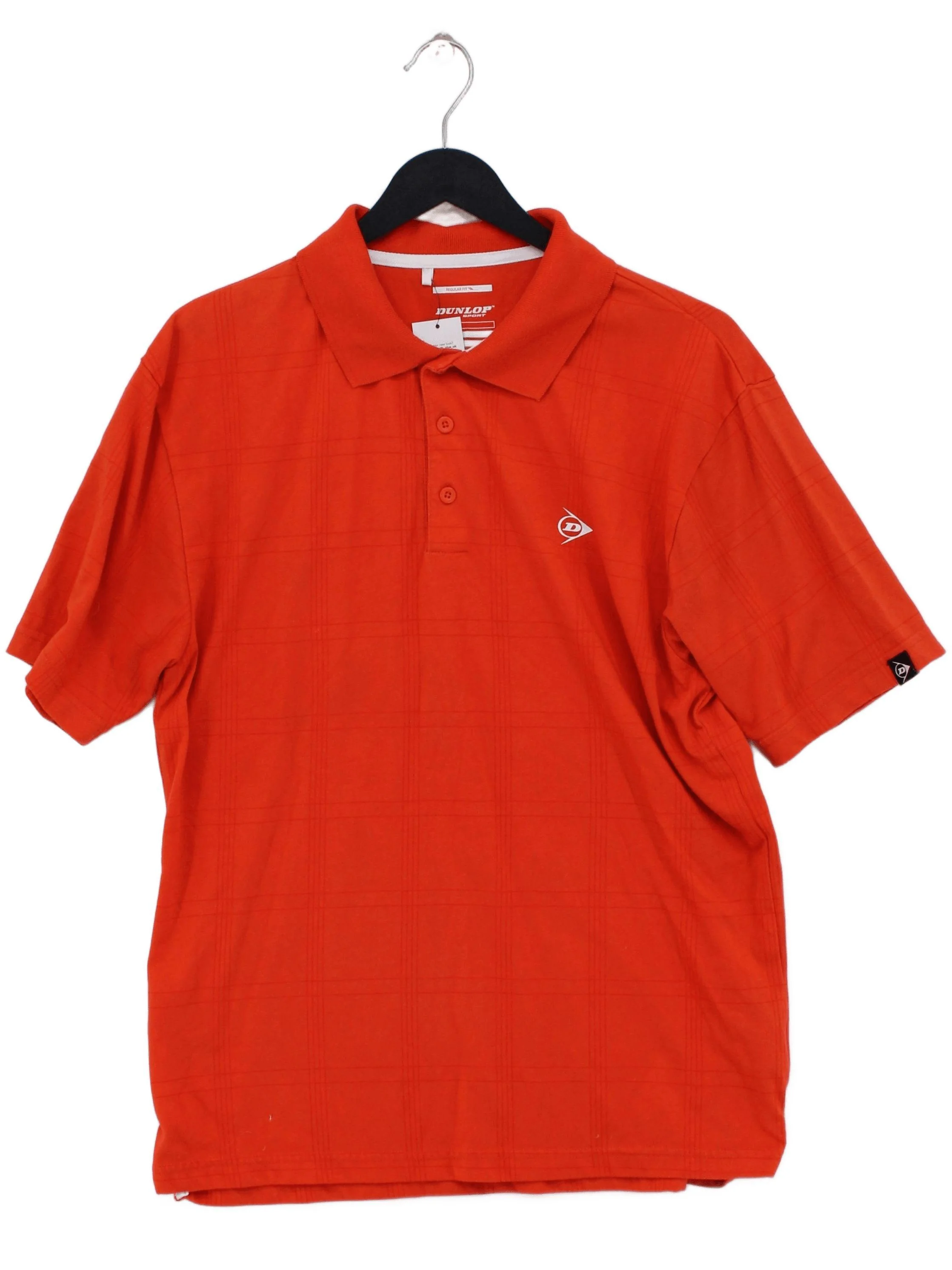 Dunlop Men's Polo M Orange Checkered Polyester with Cotton Basic