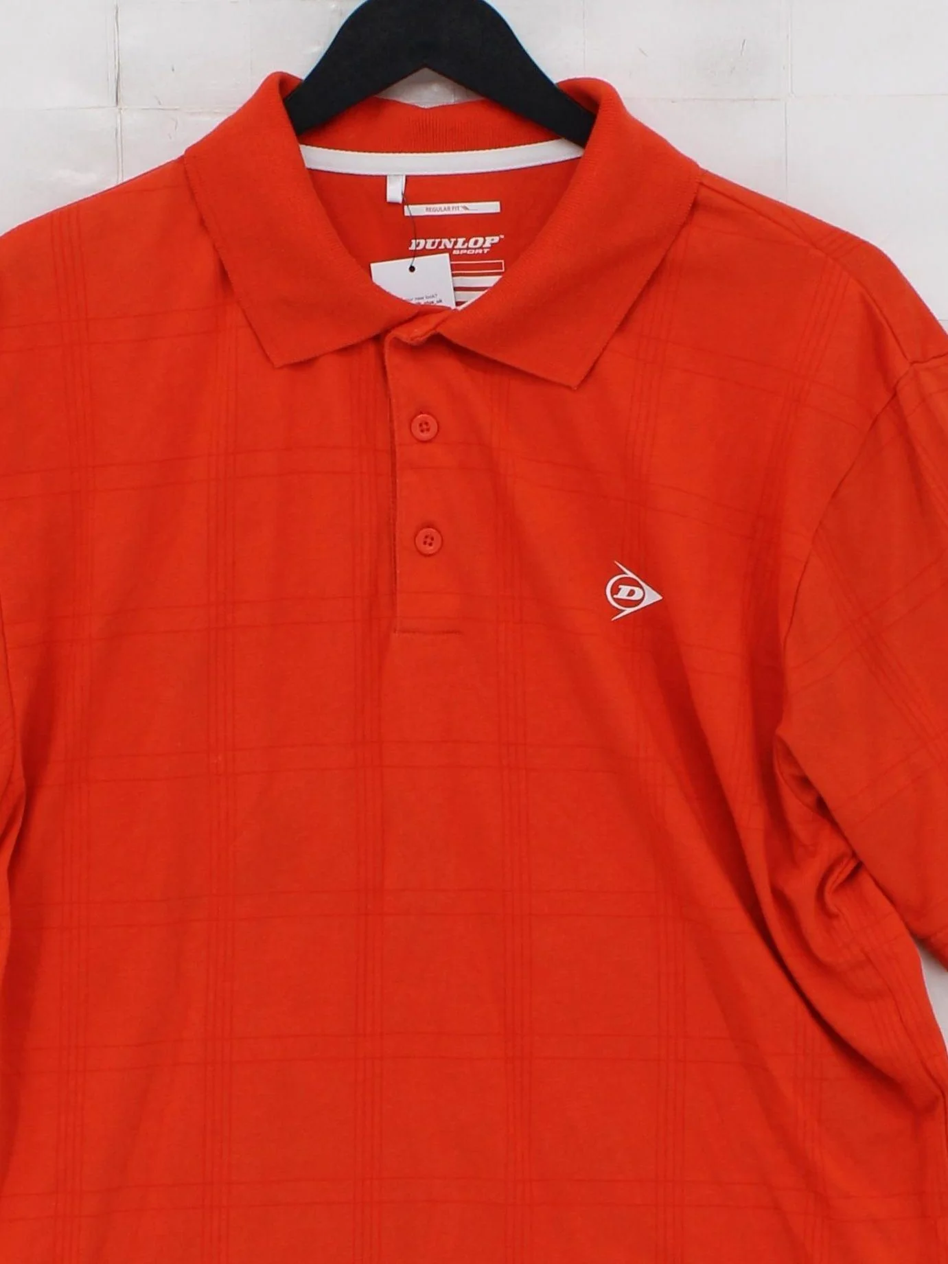 Dunlop Men's Polo M Orange Checkered Polyester with Cotton Basic - Image 3