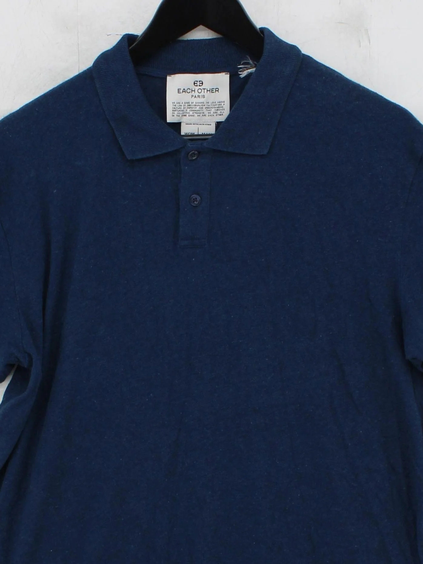 Each X Other Men's Polo M Blue Cotton with Linen Basic - Image 3