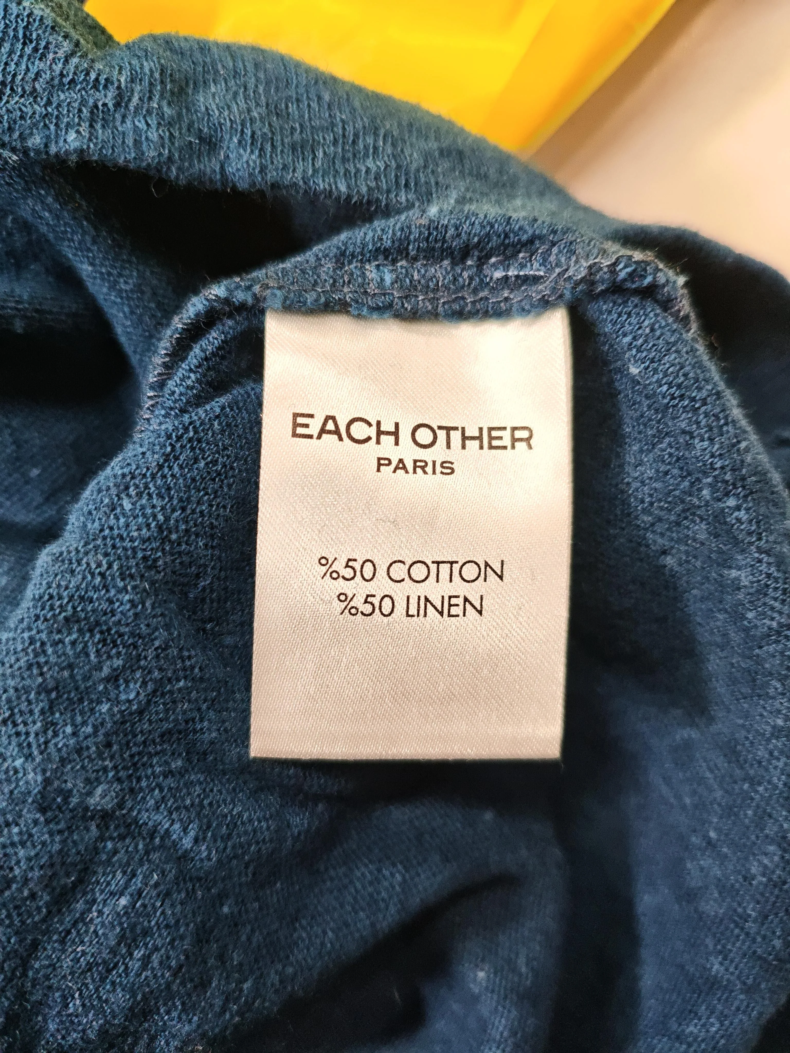 Each X Other Men's Polo M Blue Cotton with Linen Basic - Image 7