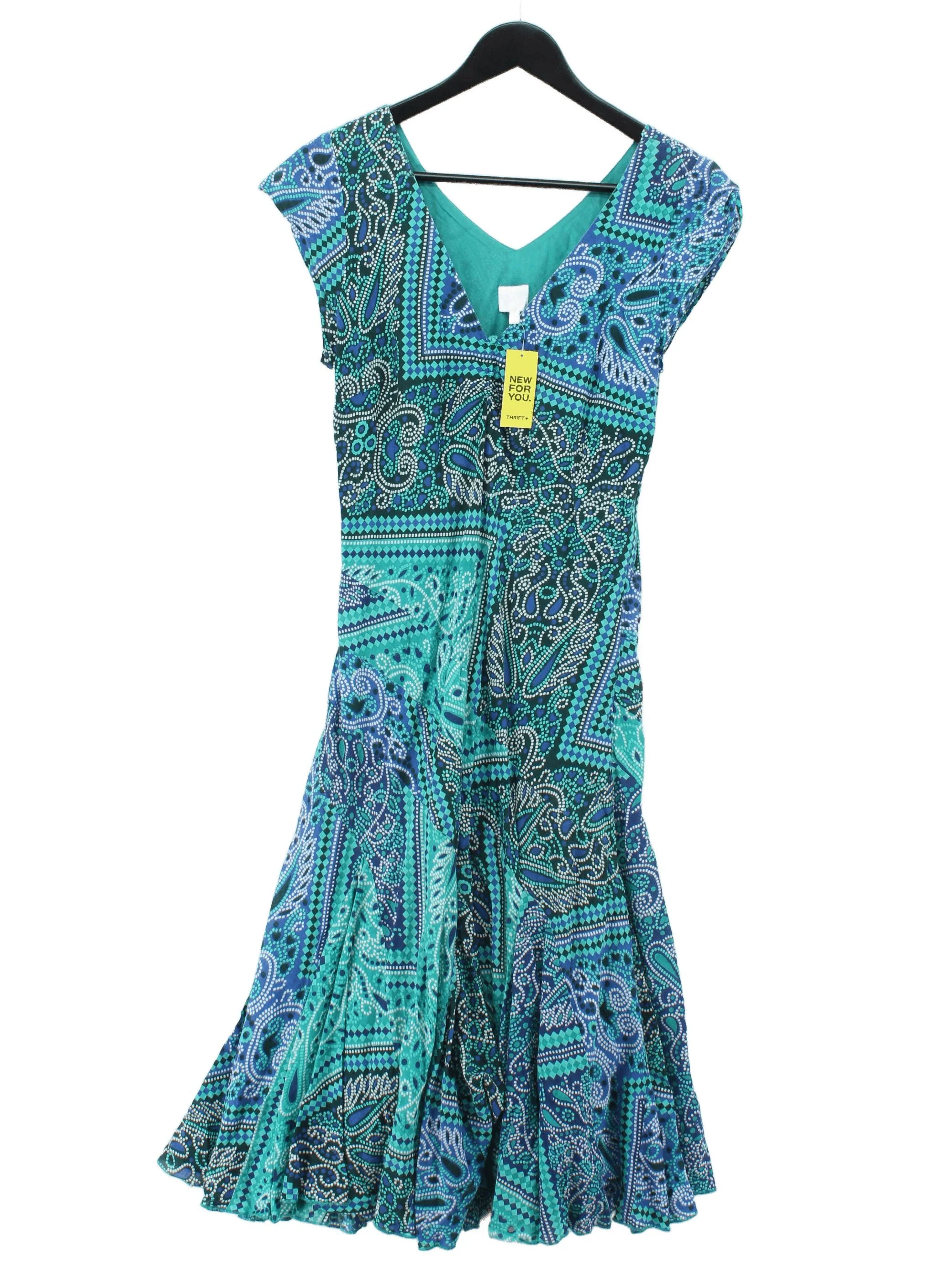 East A-Line Midi Dress UK10 in Blue