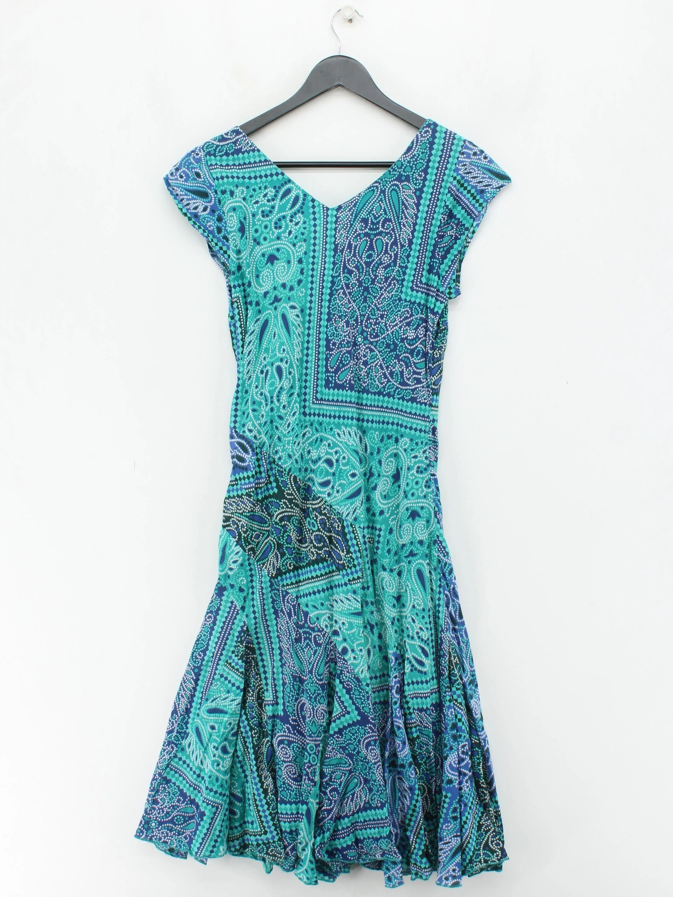 East A-Line Midi Dress UK10 in Blue - Image 2