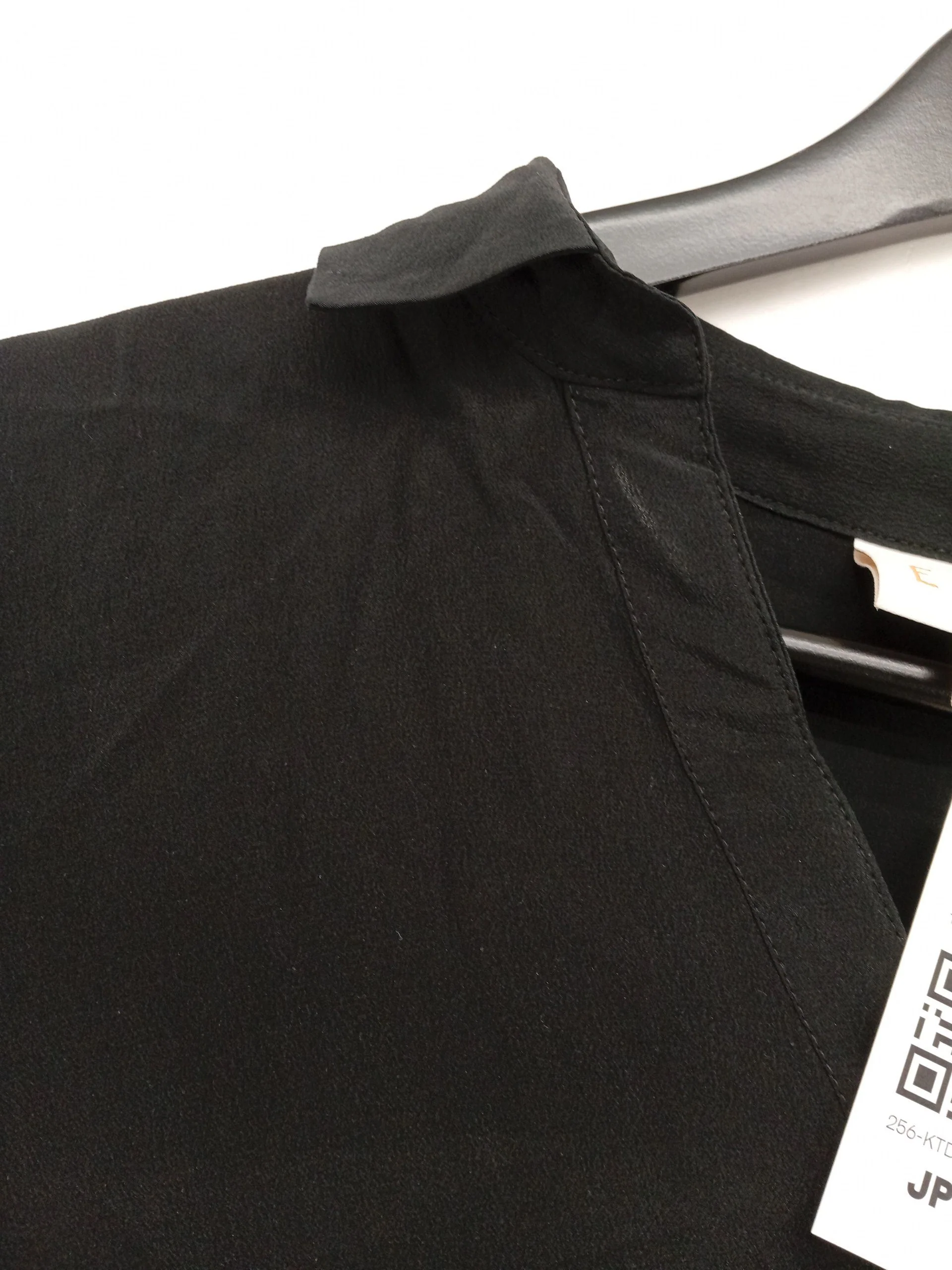 East Women's Blouse S Black 100% Silk Short Sleeve Collared Basic - Image 5