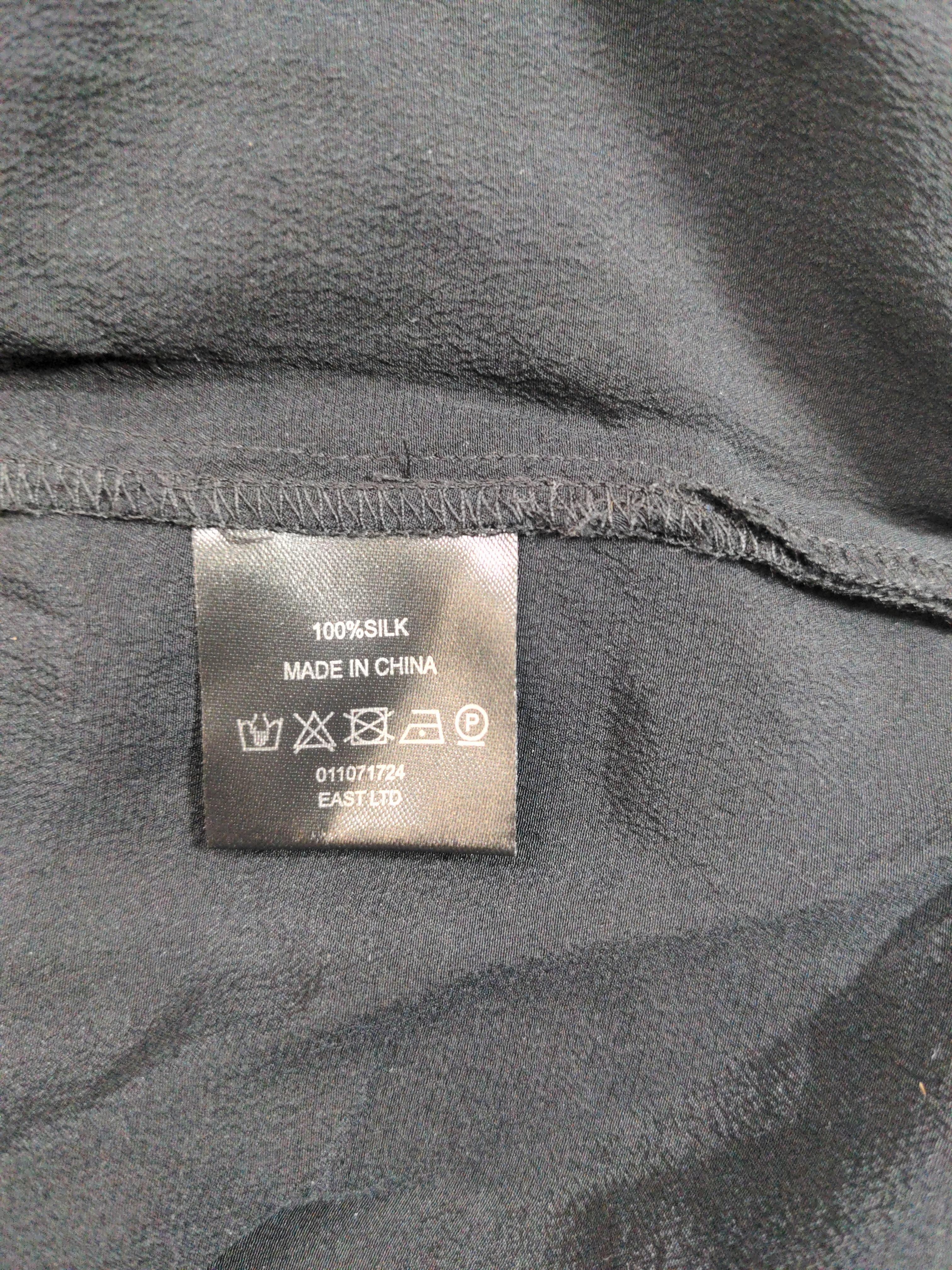 East Women's Blouse S Black 100% Silk Short Sleeve Collared Basic - Image 7